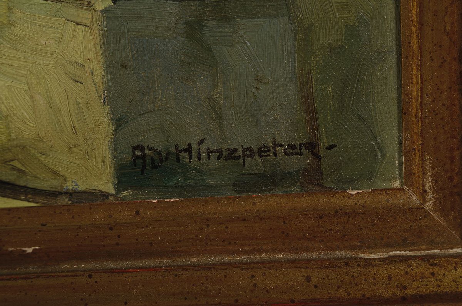 Detail a: Adolf Hinzpeter, 1879 Joachimsthal-1949 München, Studium in Berlin und Königsberg, hier: Blick auf eine Terrasse, Öl/Lwd, rechts unten signiert, ...