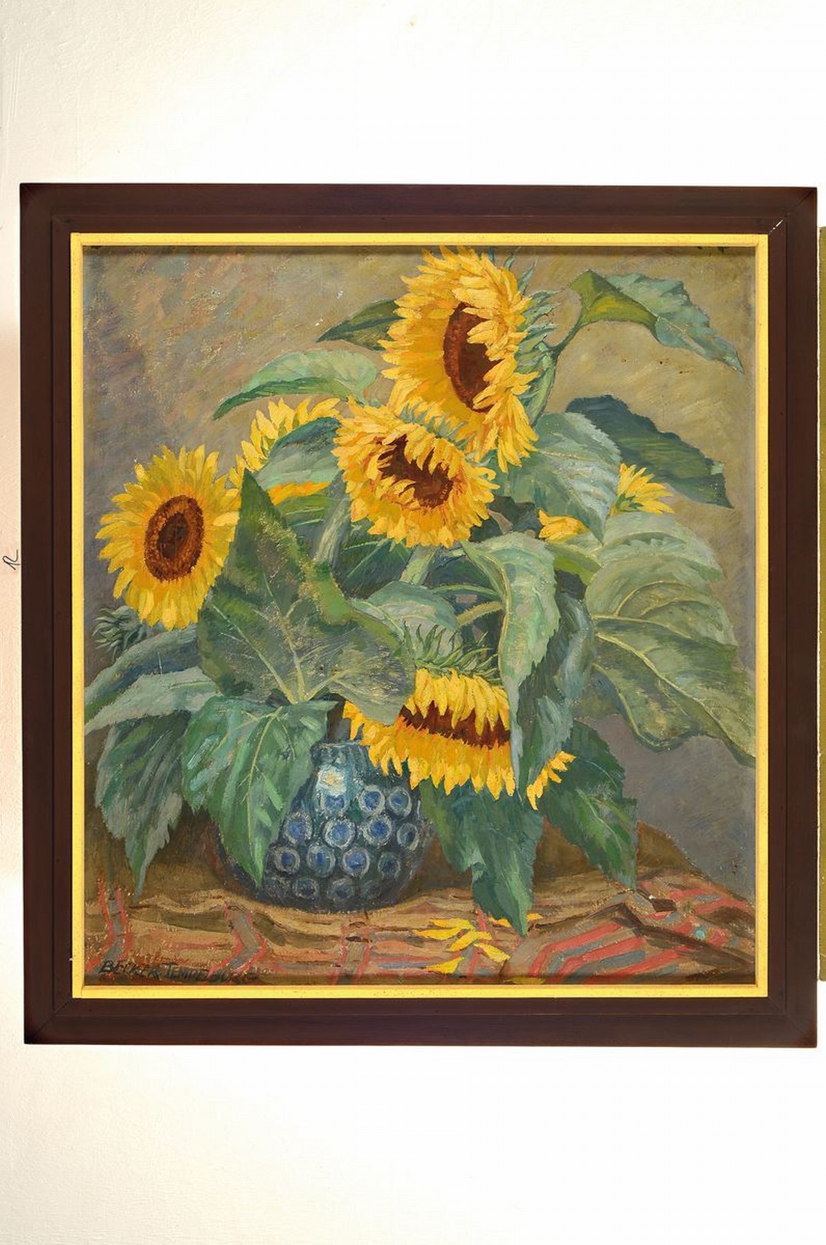 Detail k: Franz Becker-Tempelburg, geb. 1876 Berlin, Studium an der Akademie Berlin, hier: Stillleben mit Sonnenblumen, Öl/Lwd, links unten signiert, ca. ...