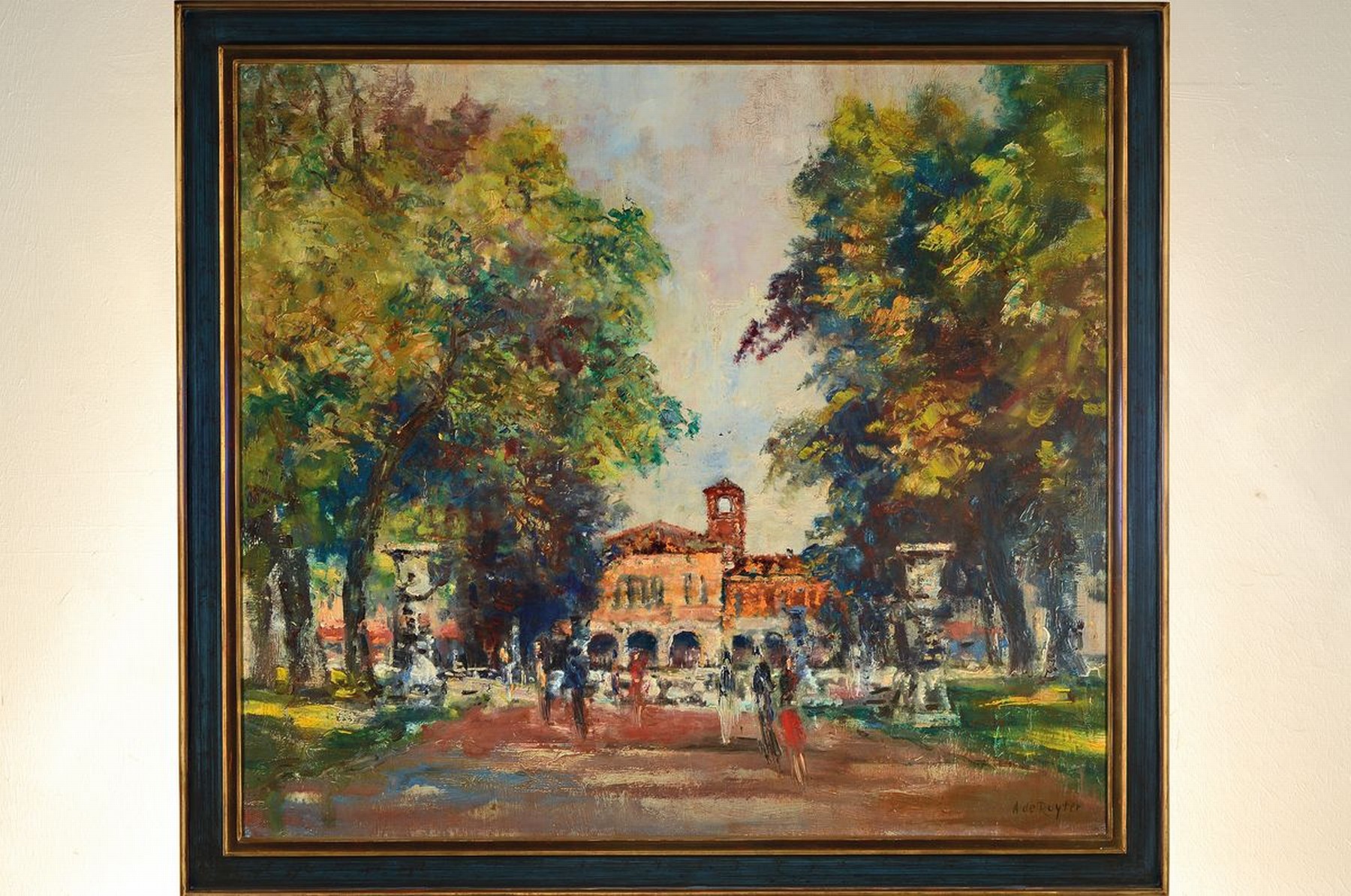 Detail k: A. de Ruyter, Maler der Mitte des 20. Jh., Ansicht aus Paris, die Champs Elysées, Öl/Lwd, rechts unten signiert, expressiver Pinselduktus, hohe ...