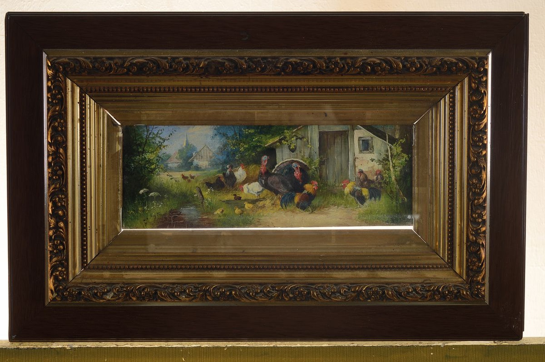 Detail k: Eugen Frank-Colon, Augsburg 1873 -, nach 1931, zwei Pendants mit Federvieh, Öl/Holz, rückseitig bezeichnet "Meiner lieben Frau zu Weihnachten ...