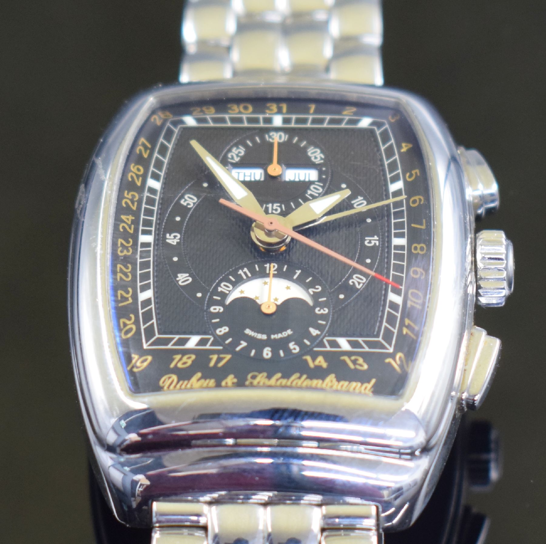 Detail f: DUBEY & SCHALDENBRAND Armbandchronograph mit Vollkalenderanzeige GRAN` CHRONO ASTRO, Automatik, Schweiz um 1999, tonneauförmiges Edelstahlgeh. inkl. ...