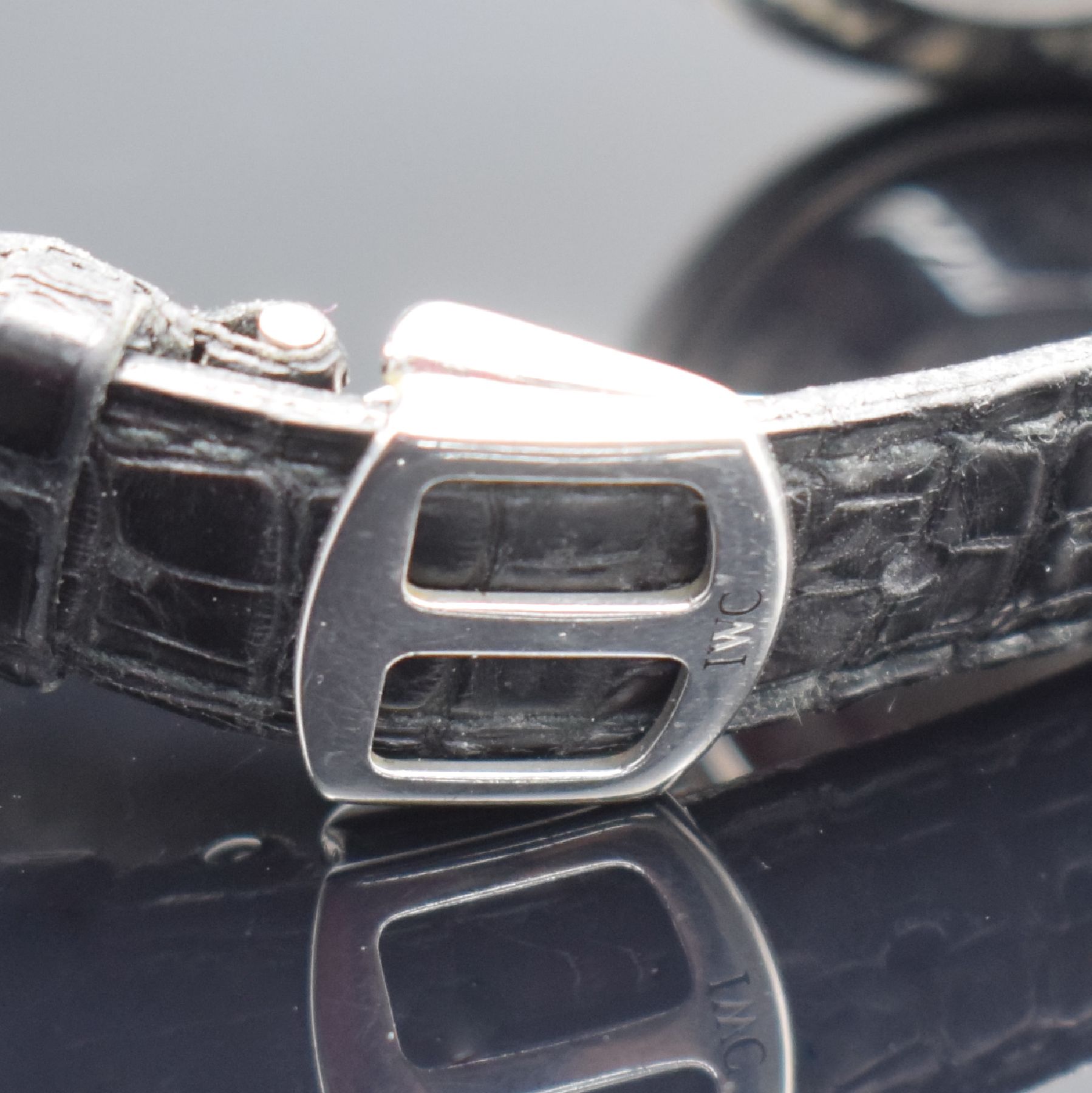 Detail b: IWC Da Vinci astronomische Herrenarmbanduhr mit ewigem Kalender und Chronograph in Stahl Referenz 3750, Schweiz um 1999, Automatik, pol. Geh. m. ...