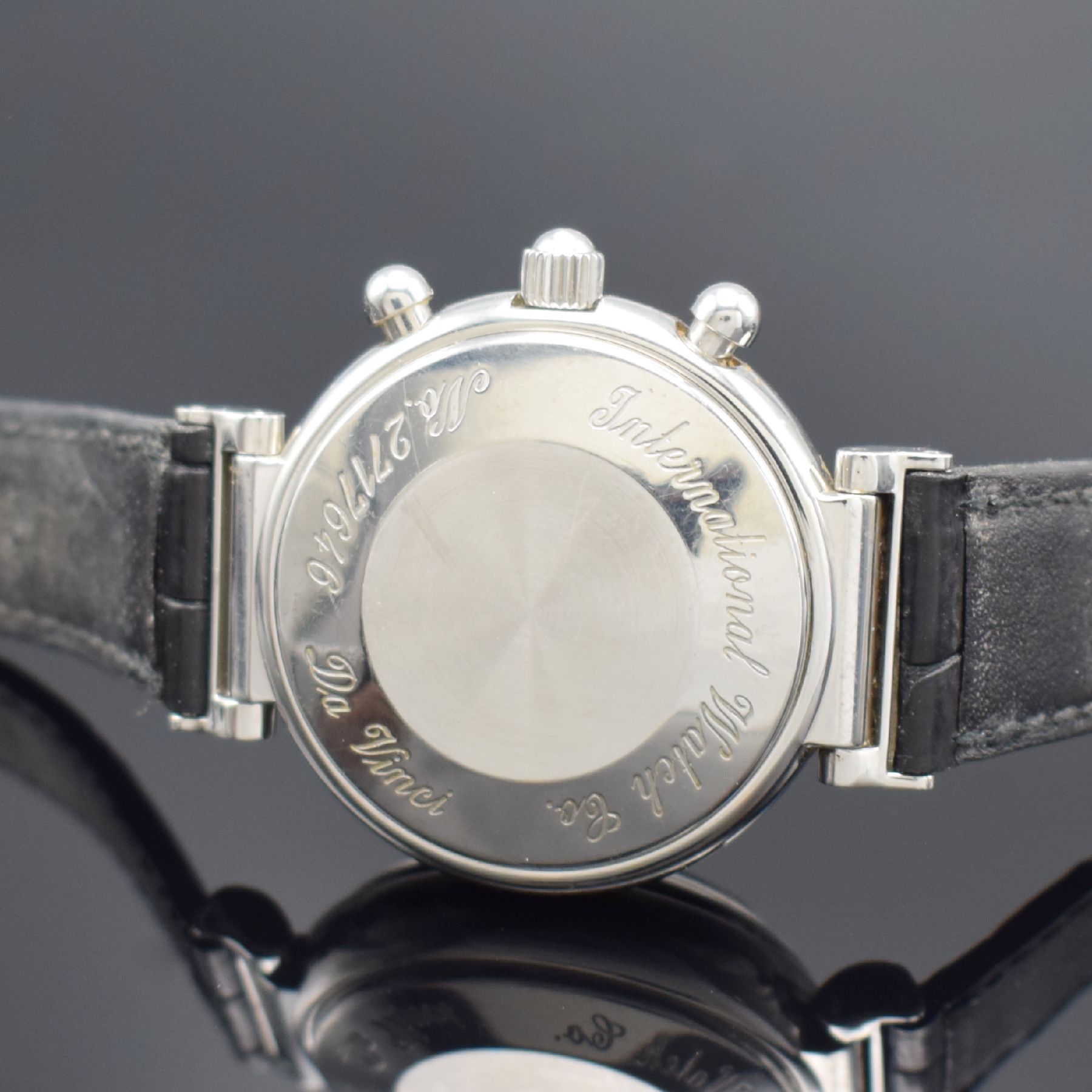 Detail d: IWC Da Vinci astronomische Herrenarmbanduhr mit ewigem Kalender und Chronograph in Stahl Referenz 3750, Schweiz um 1999, Automatik, pol. Geh. m. ...