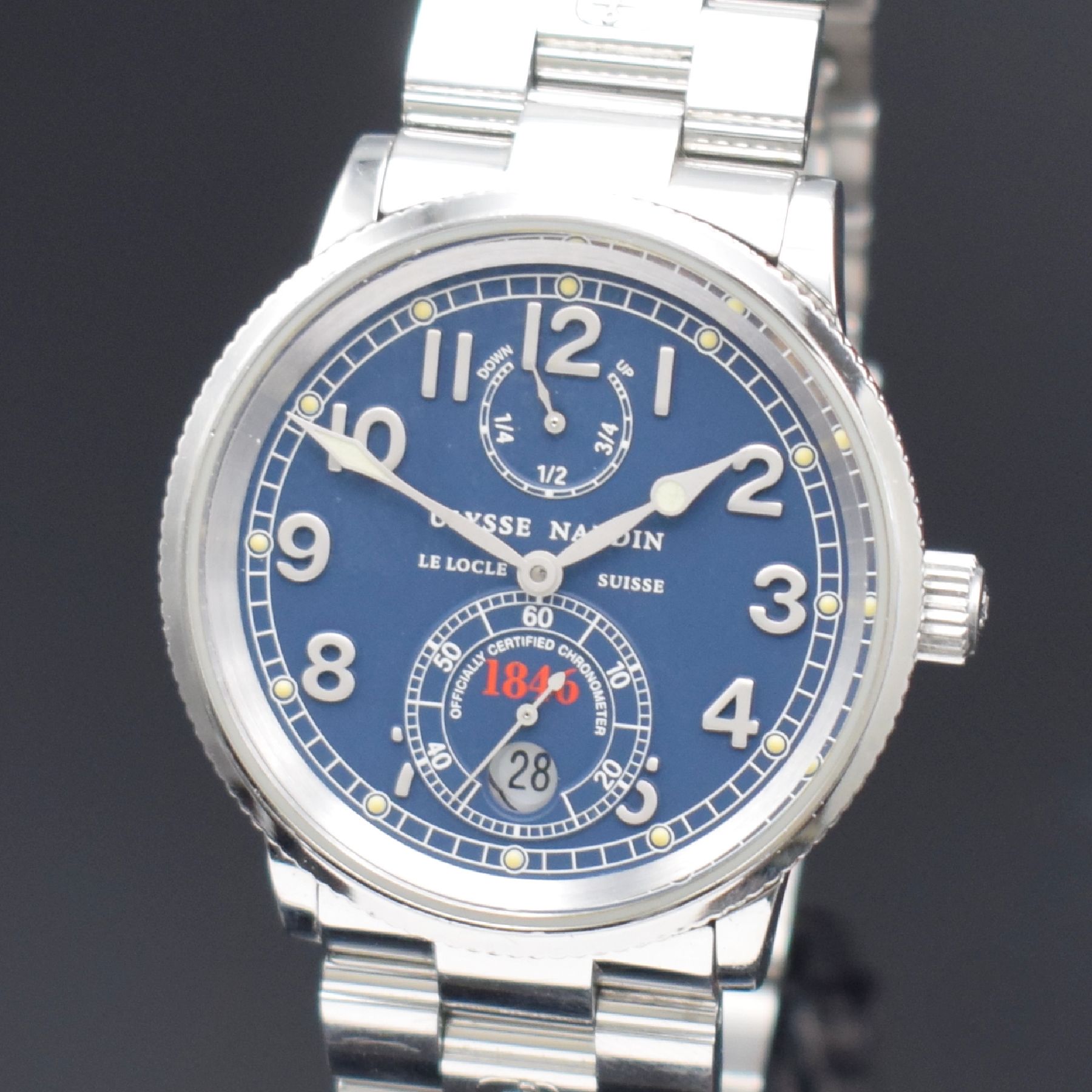 Detail a: ULYSSE NARDIN Herrenarmbanduhr Marine Chronometer 1846 Referenz 263-22, Automatik, Schweiz um 2000, Chronometer in Edelstahl inkl. Gliederband m. ...