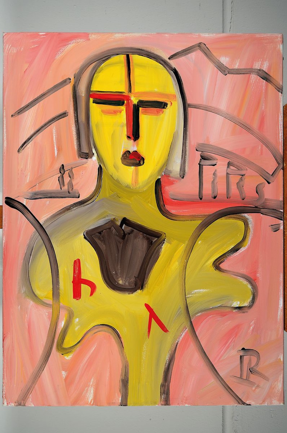 Detail l: Hartmut Ritzerfeld, geb. 1950, zwei Pendants, Acryl/Lwd, "Bei Beuys fliegender Hut" , rückseitig bez. und dat. 99, ca. 85 x 75 cm und ...