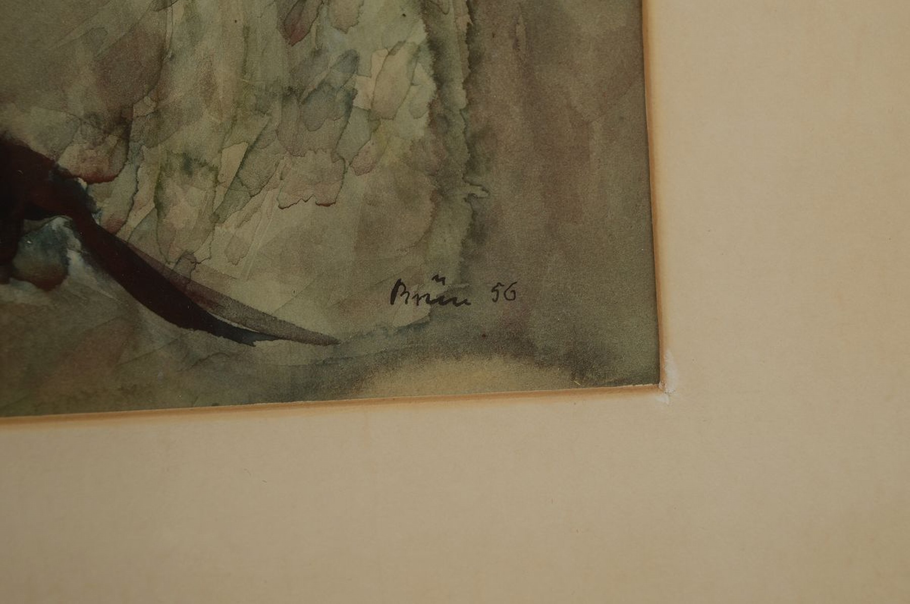 Detail e: Theodor Brün, 1885 Hamm - 1981 Hagen, drei Aquarelle, Blumenstillleben, alle handsigniert, zweimal dat. 54 und 56, PP: ca. 28 x 30 cm/ 32 x 46 cm/ ...