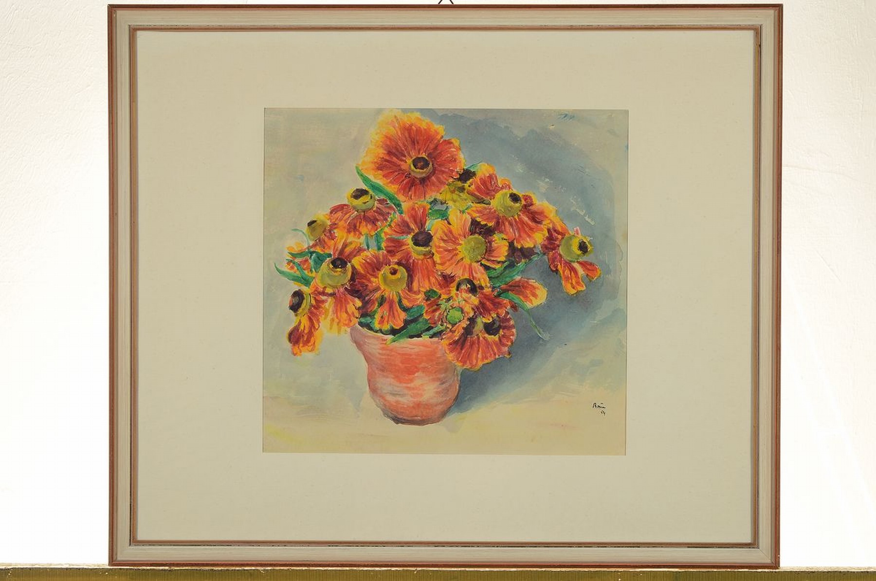 Detail k: Theodor Brün, 1885 Hamm - 1981 Hagen, drei Aquarelle, Blumenstillleben, alle handsigniert, zweimal dat. 54 und 56, PP: ca. 28 x 30 cm/ 32 x 46 cm/ ...