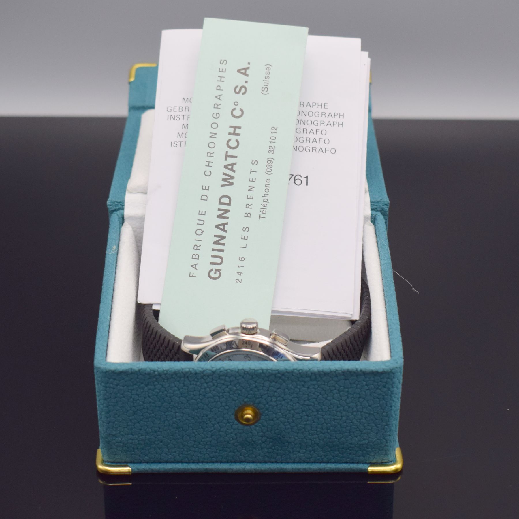 Detail d: GUINAND nahezu neuwertiger Armbandchronograph, Schweiz um 2005, Automatik, pol. Edelstahlgeh., neutr. Kautschukband, Boden & Krone verschr., Lün. m. ...