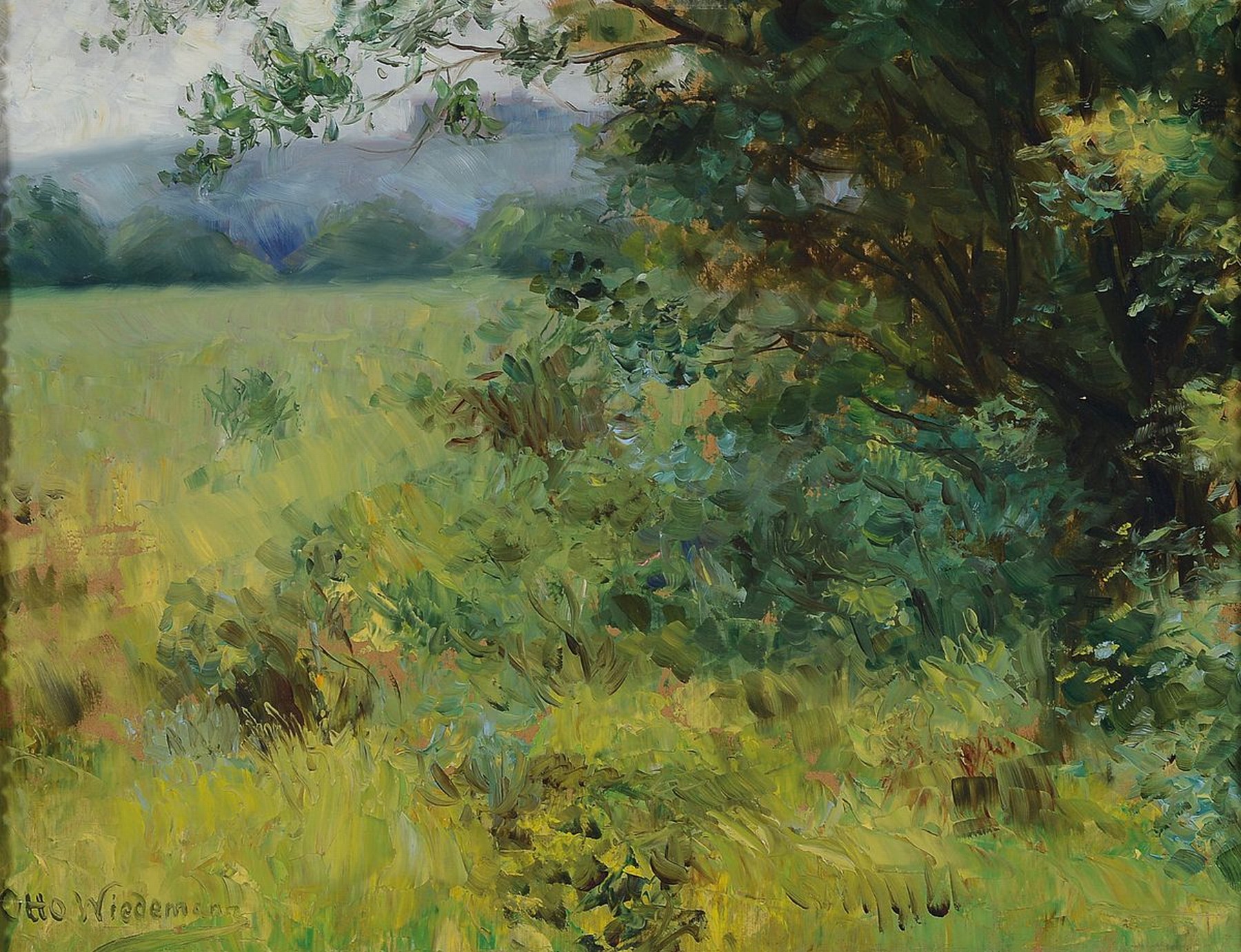 Otto Wiedemann, 1869 Greifswald - 1935, Studium an den Akademien Berlin und München, Schüler Heinrich v. Zügels, impressiver Naturausschnitt, wohl ...