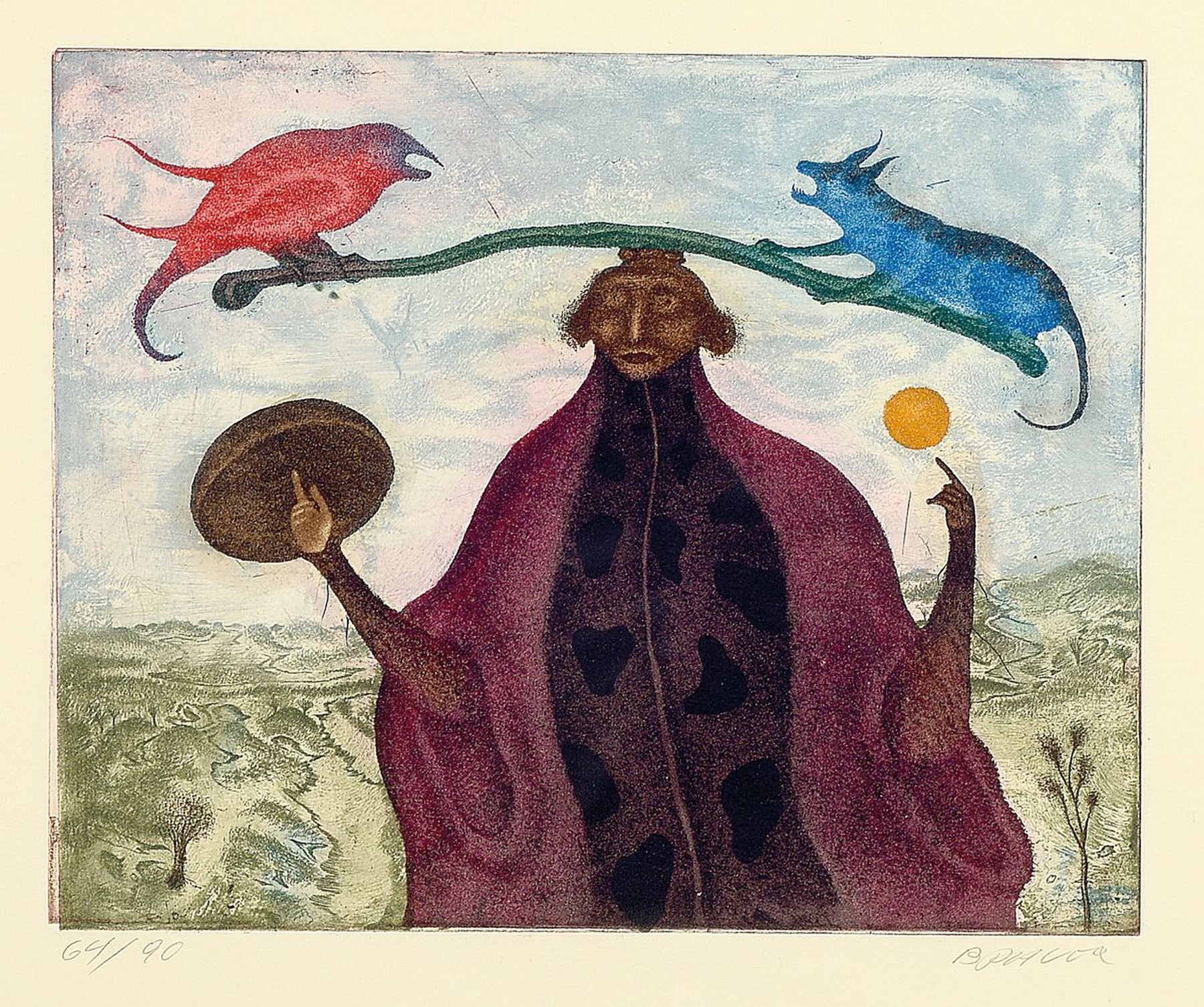 Erich Arik Brauer, 1929 Wien - 2021 ebenda, Studium an der Akademie Wien, phantastische -surrealistische Figurenkomposition, traumhaft harmonische ...