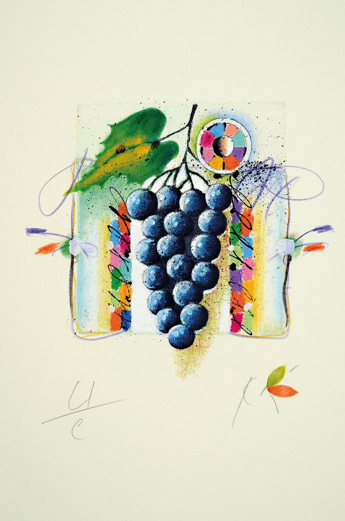 Detail a: Peter Korinek, geb. 1952, "Korinek´s fruchtiges Sextett", 6 Radierungen, sign., num., sowie von Hand mit Aquarellfarbe und Gouache ...