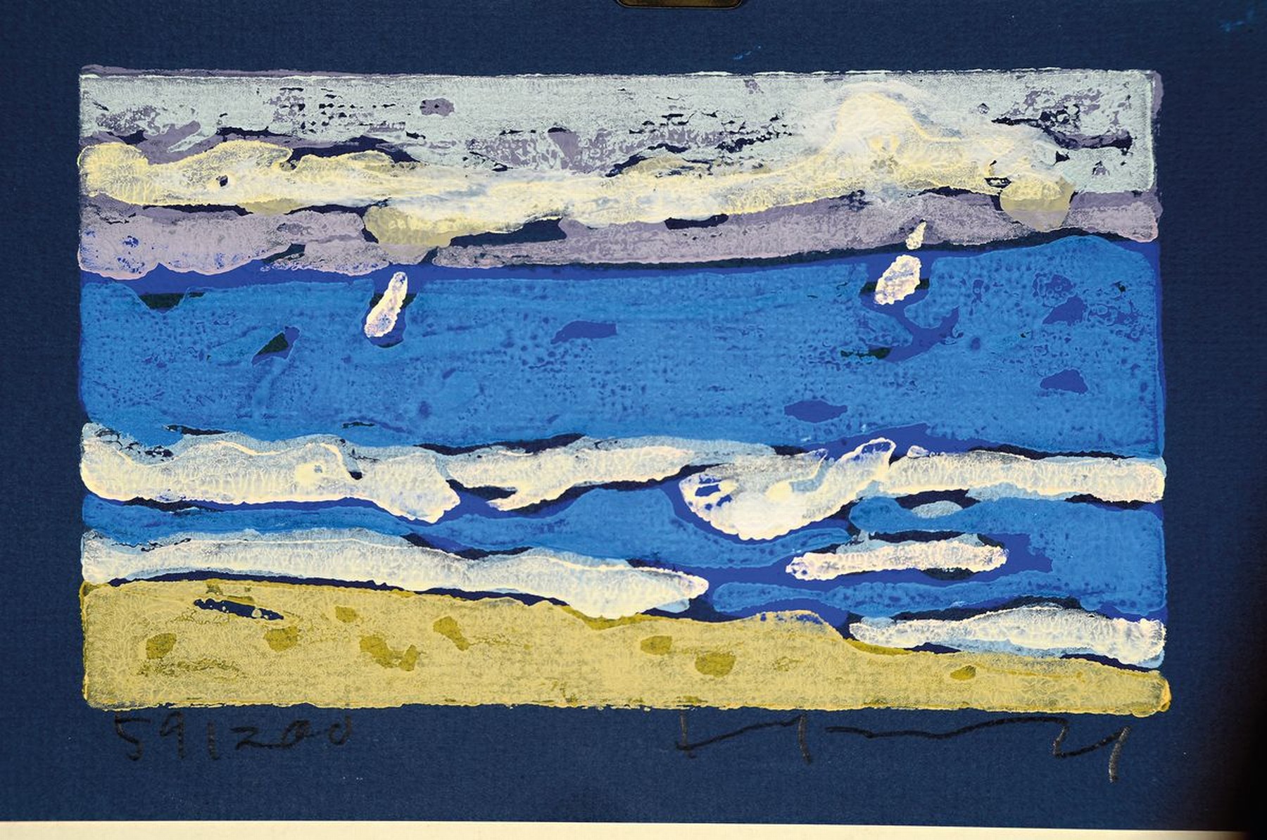 Detail k: Klaus Fußmann, geb. 1938 Velbert, Farblinolschnitt, Ostsee bei Kronsgaard, sign., num. 59/200, ca.12,x 20,5 cm