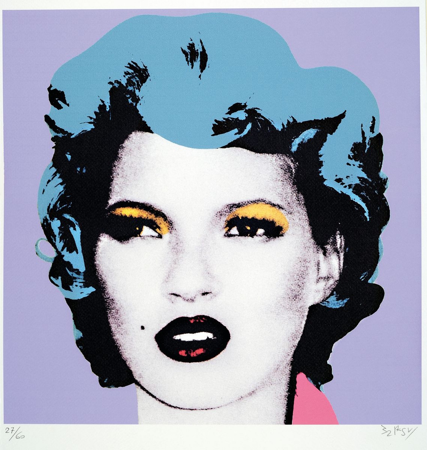 Banksy, geb. 1974 Bristol, "Kate Moss", sign., num. 27/60, Trockenstempel, ca. 50x36 cm