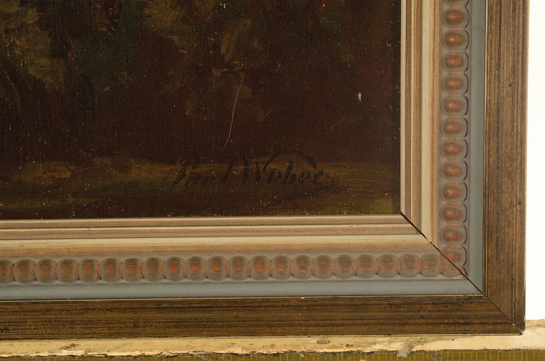 Detail a: Paul Weber, 1823 Darmstadt-1916 München, Hügelige bewaldete Landschaft, Öl/Malkarton, rechts unten signiert, ca. 20x28cm, R. ca. 25x33cm
