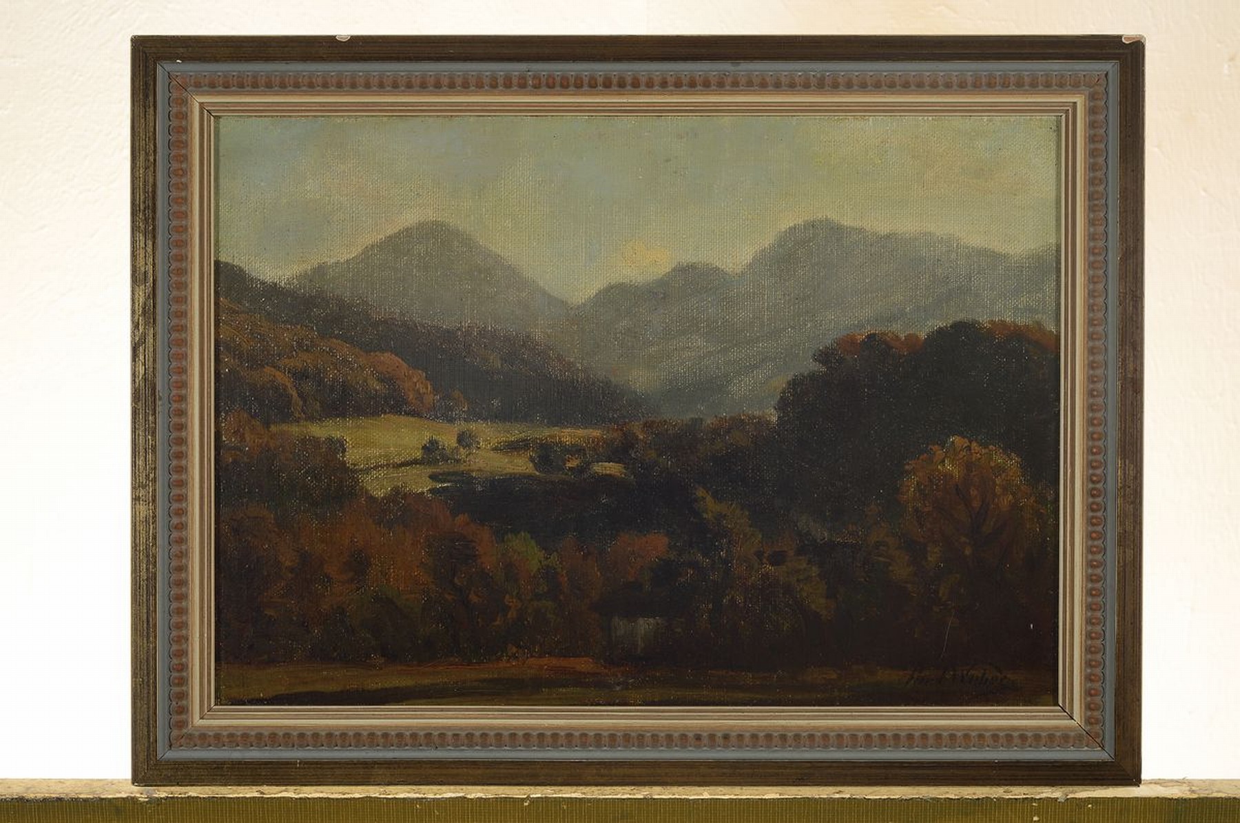 Detail k: Paul Weber, 1823 Darmstadt-1916 München, Hügelige bewaldete Landschaft, Öl/Malkarton, rechts unten signiert, ca. 20x28cm, R. ca. 25x33cm