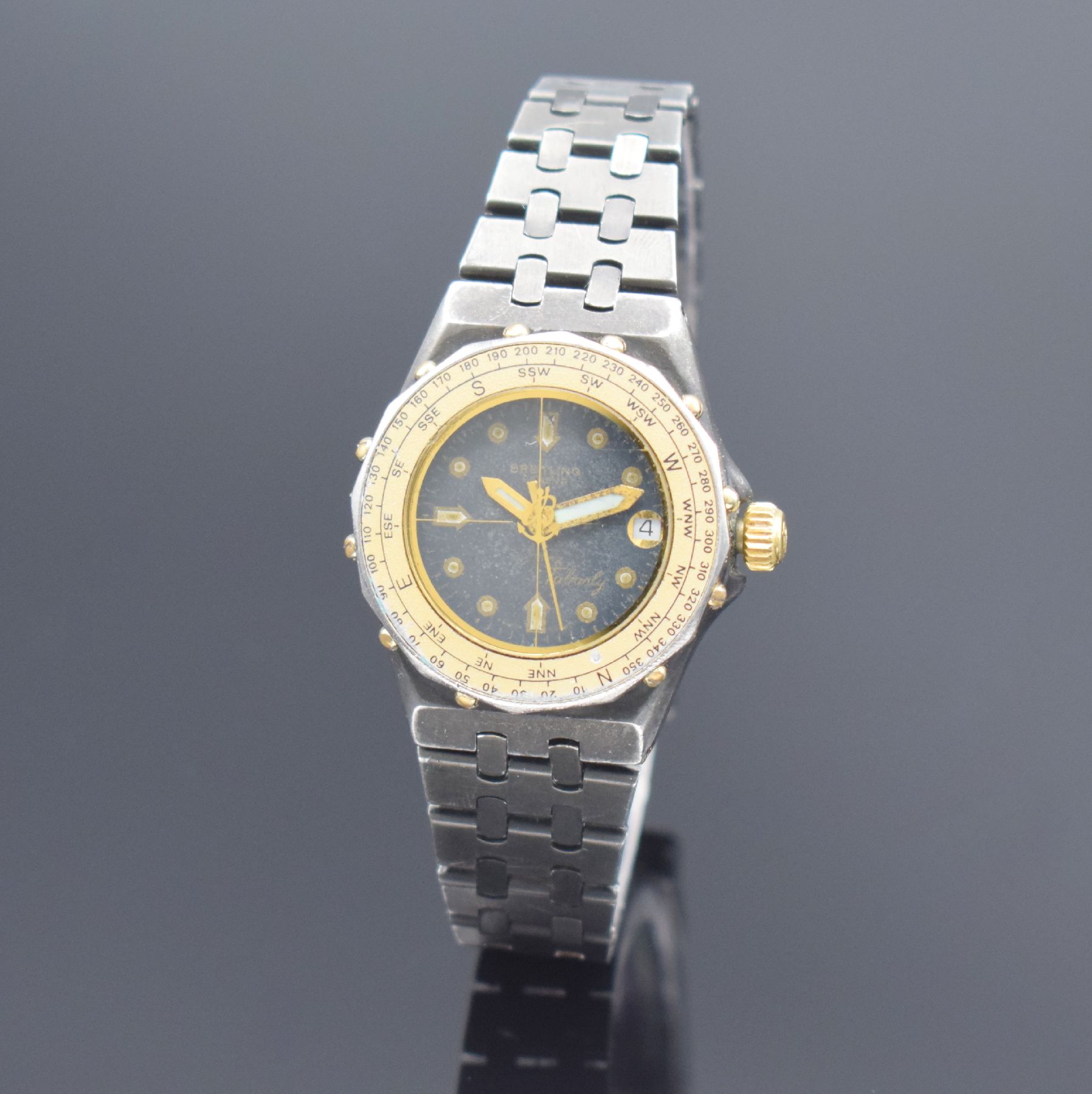 BREITLING Tabarly Damenarmbanduhr in Stahl, Schweiz um 1985, quarz, Boden geschr., geschw. Band m. Faltschl., Tubus- & Gewinde der Krone def., verg. ...