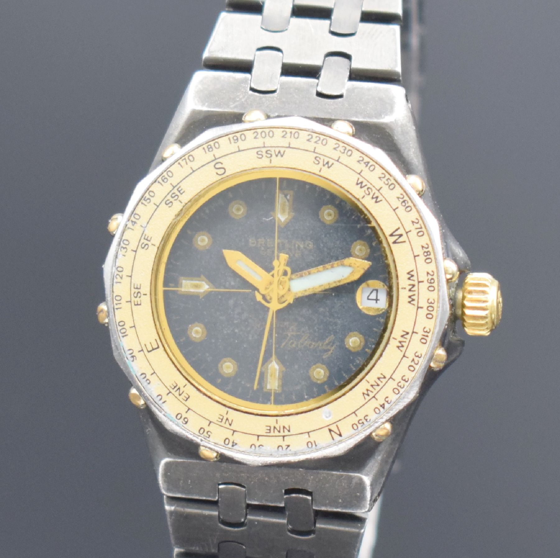 Detail a: BREITLING Tabarly Damenarmbanduhr in Stahl, Schweiz um 1985, quarz, Boden geschr., geschw. Band m. Faltschl., Tubus- & Gewinde der Krone def., verg. ...