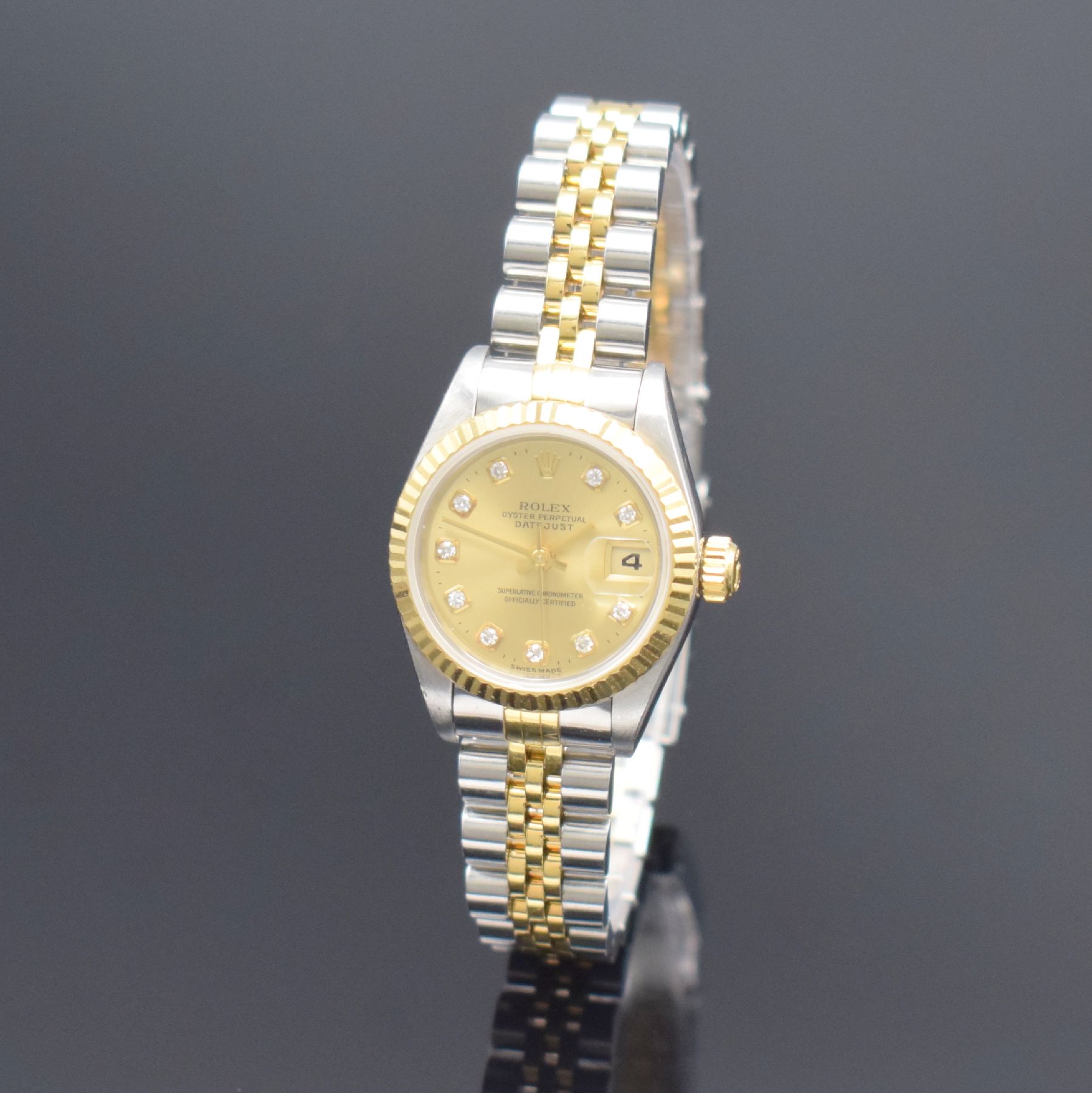 ROLEX Damenarmbanduhr Oyster Perpetual Datejust, Schweiz um 1996, Automatik, Ref. 69173, verschr. Geh. in Edelstahl & Gold komb. inkl. Jubileeband m. ...