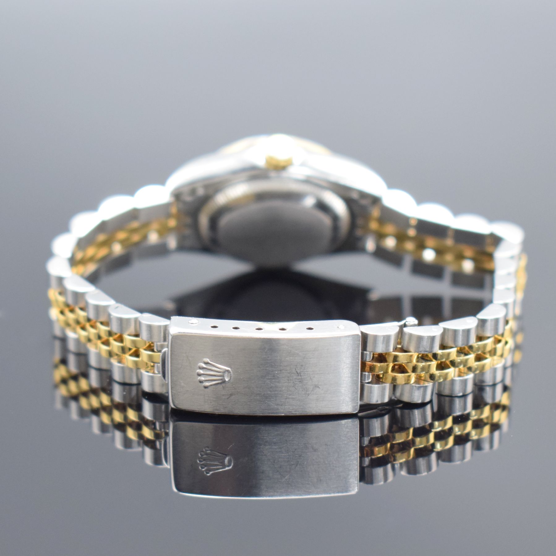 Detail b: ROLEX Damenarmbanduhr Oyster Perpetual Datejust, Schweiz um 1996, Automatik, Ref. 69173, verschr. Geh. in Edelstahl & Gold komb. inkl. Jubileeband m. ...