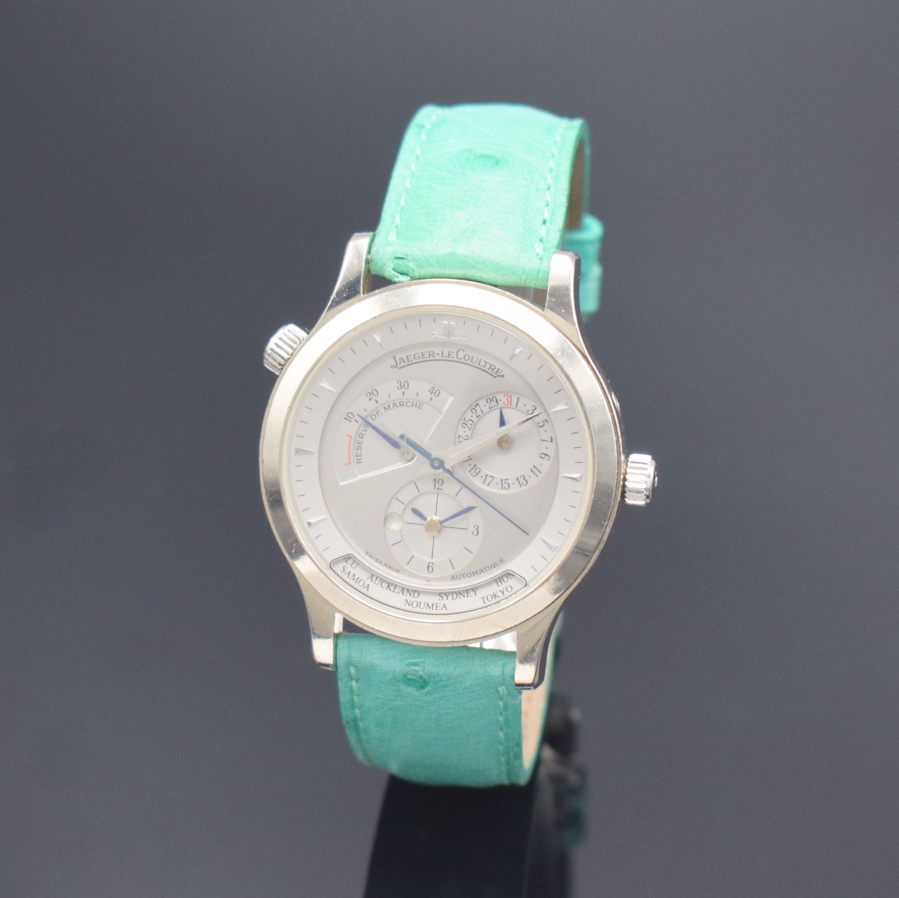Jaeger-LeCoultre Herrenarmbanduhr Geographic aus der Serie Master Control in WG 750/000, Schweiz um 2000, Automatik, Ref. Ref. 142.3.92, massives ...
