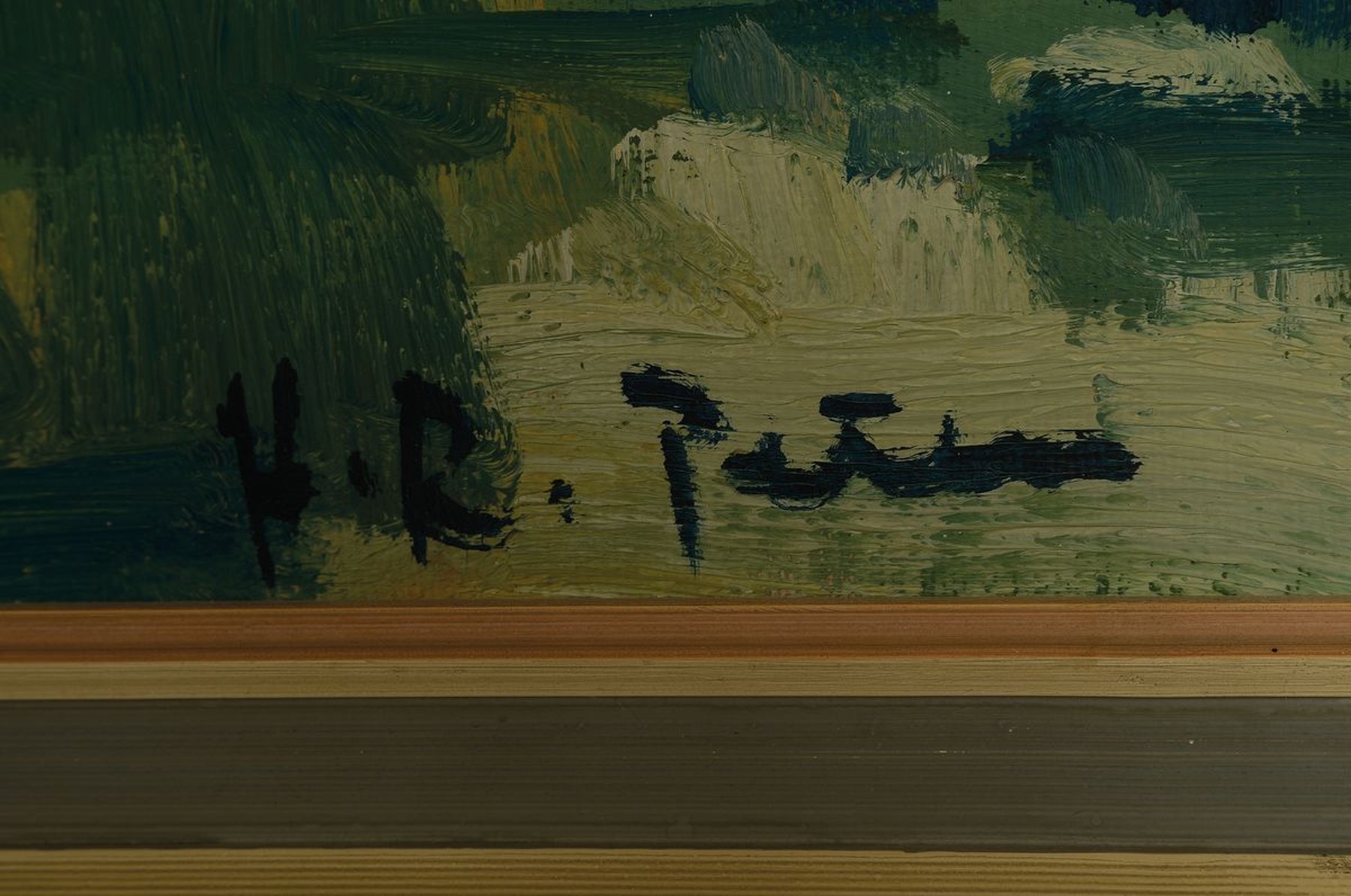 Detail a: Hans Rolf Peter, 1926-2020 Neustadt an der Weinstraße, Hügelige Landschaft mit Garben auf einem Getreidefeld, Öl/Malkarton, rechts unten signiert, ...