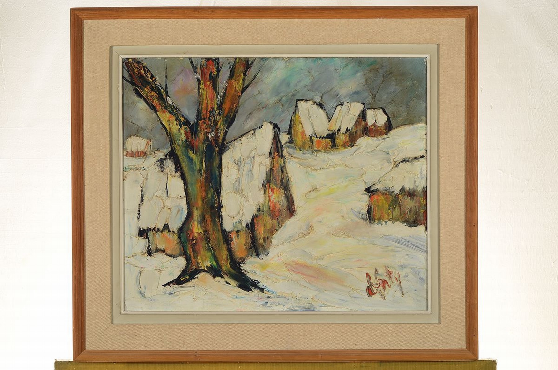 Detail k: Henry D'Anty, 1910-1998, kanadischer Künstler, zwei winterliche Dorflandschaften, pastoser Farbauftrag in breitem Pinselstrich , je signiert, ...