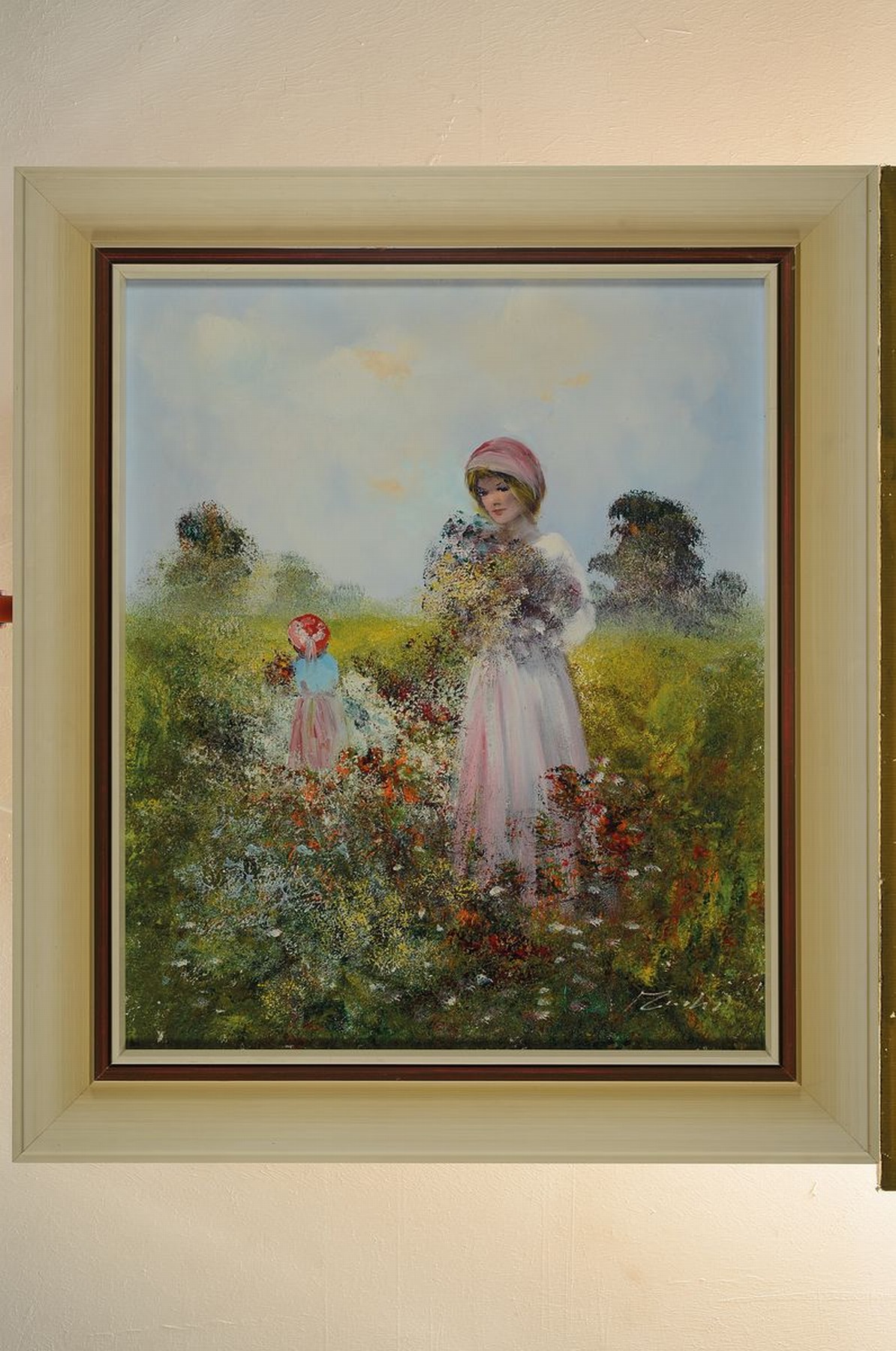 Detail k: Rahavard Madjid, geb. 1943 Teheran, Mädchen in Blumenwiese, Öl/Lwd, li. u. signiert, ca. 60 x 50 cm, Rahmen 76 x 66 cm