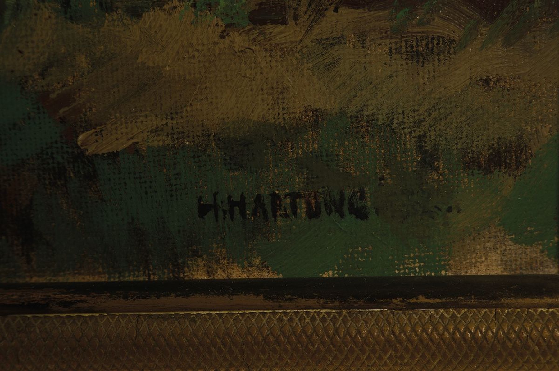 Detail a: Heinrich Hartung, 1888 Düsseldorf - 1966 Koblenz, Studium an der Akademie Düsseldorf, Rheinansicht mit Schiffen und Personen, Öl/Hartfaserplatte, ...