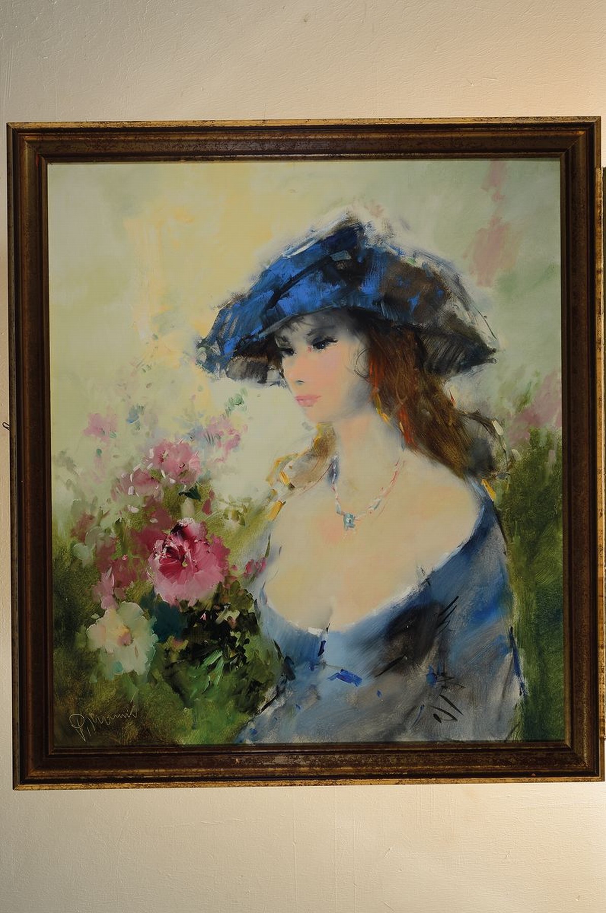 Detail k: Paul Morro, (Ingfried Paul Henze-Morro), 1925 Leipzig - 2013 Wiesbaden, Studium in Leipzig und München, hier: junge Frau im blauen Kleid, Öl/Lwd, ...