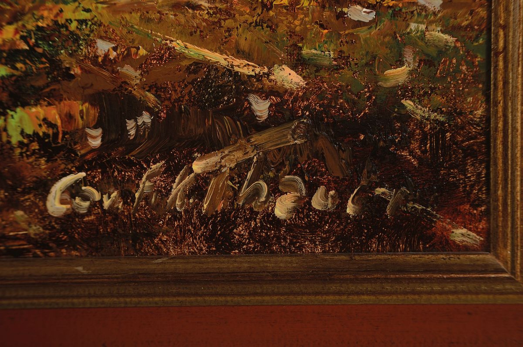 Detail a: Friedrich Karl Thauer, 1924 - 2009, süddeutsche Herbstlandschaft am, See mit Blick auf die verschneiten Alpen, Öl/Lwd, re. unten signiert, ca. 80 x ...