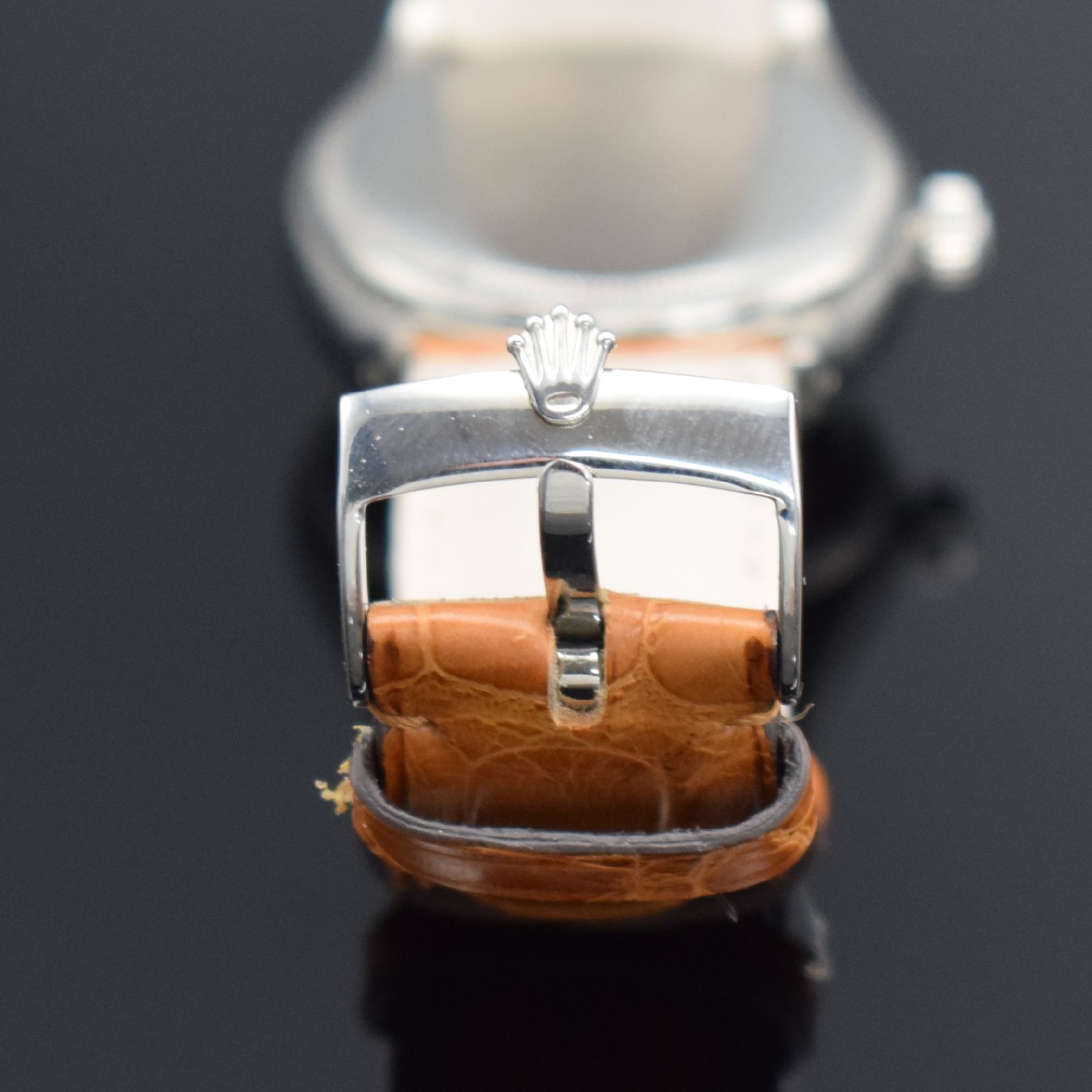 Detail b: ROLEX Herrenarmbanduhr Oysterdate Precision in Stahl Referenz 6294, Schweiz lt. Bodenstempel hergestellt 2. Quartal 1953, Handaufzug, Boden & Krone ...
