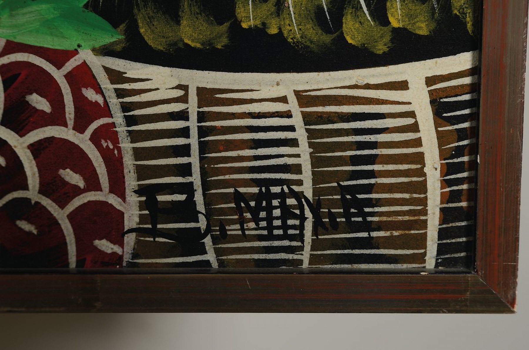 Detail a: Unbekannter zeitgenössischer Künstler, vielfigurige Szene auf einem afrikanischen Markt, Öl/Lwd, rechts unten signiert B.Maxia, ca. 45x90cm