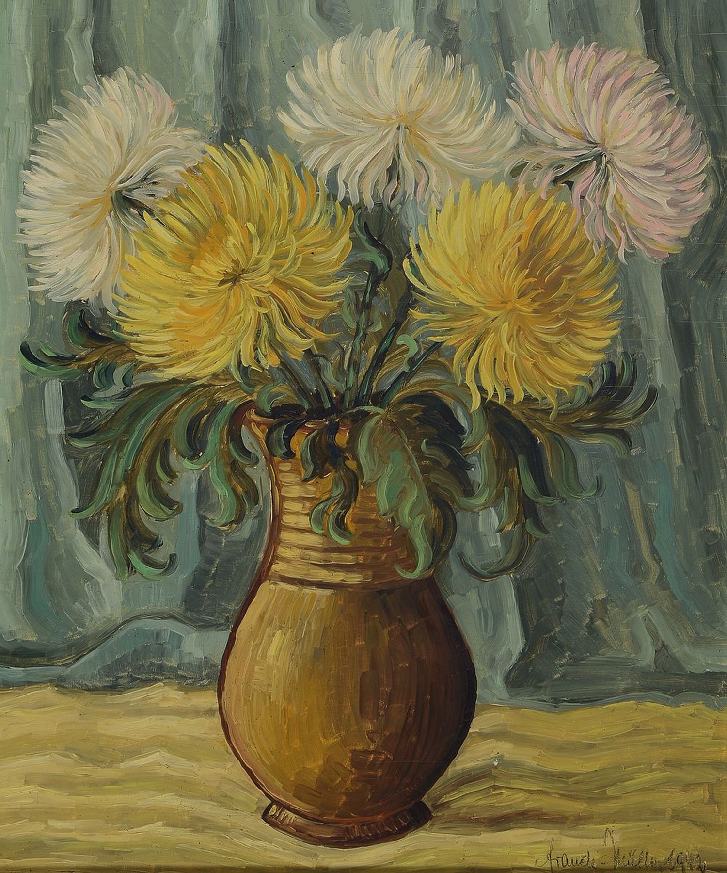 Franck-Müller, datiert 1942, Blumenstillleben, Öl/Holz, rechts unten signiert und dat., ca. 60x50cm, R. ca. 71x61cm