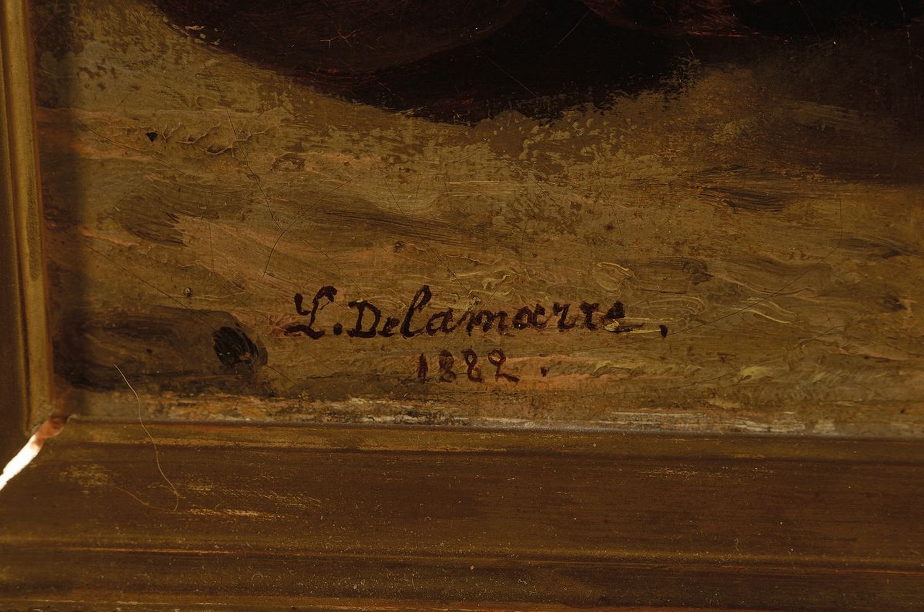Detail a: Henri Louis Delamarre, 1829 Olivet/Loire-1913 Paris, bekannter französischer Maler, Schüler von Giuseppe Palizzi in Paris und Fontainebleau, hier: ...