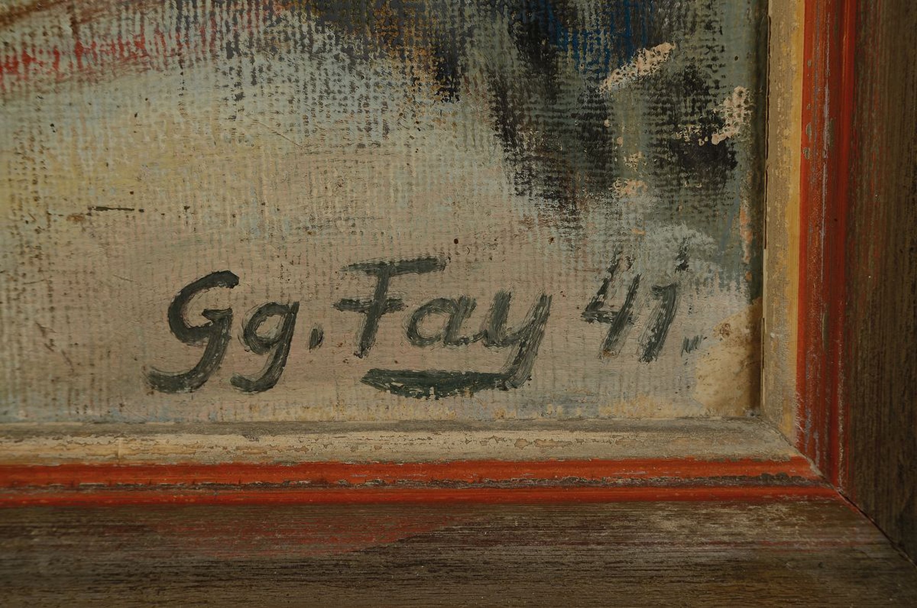 Detail a: Georg Fay, Blumen in blauer Henkelvase, Öl/Lwd/Holz, rechts unten signiert und dat. 41, ca. 88x68cm, R. ca. 98x78cm