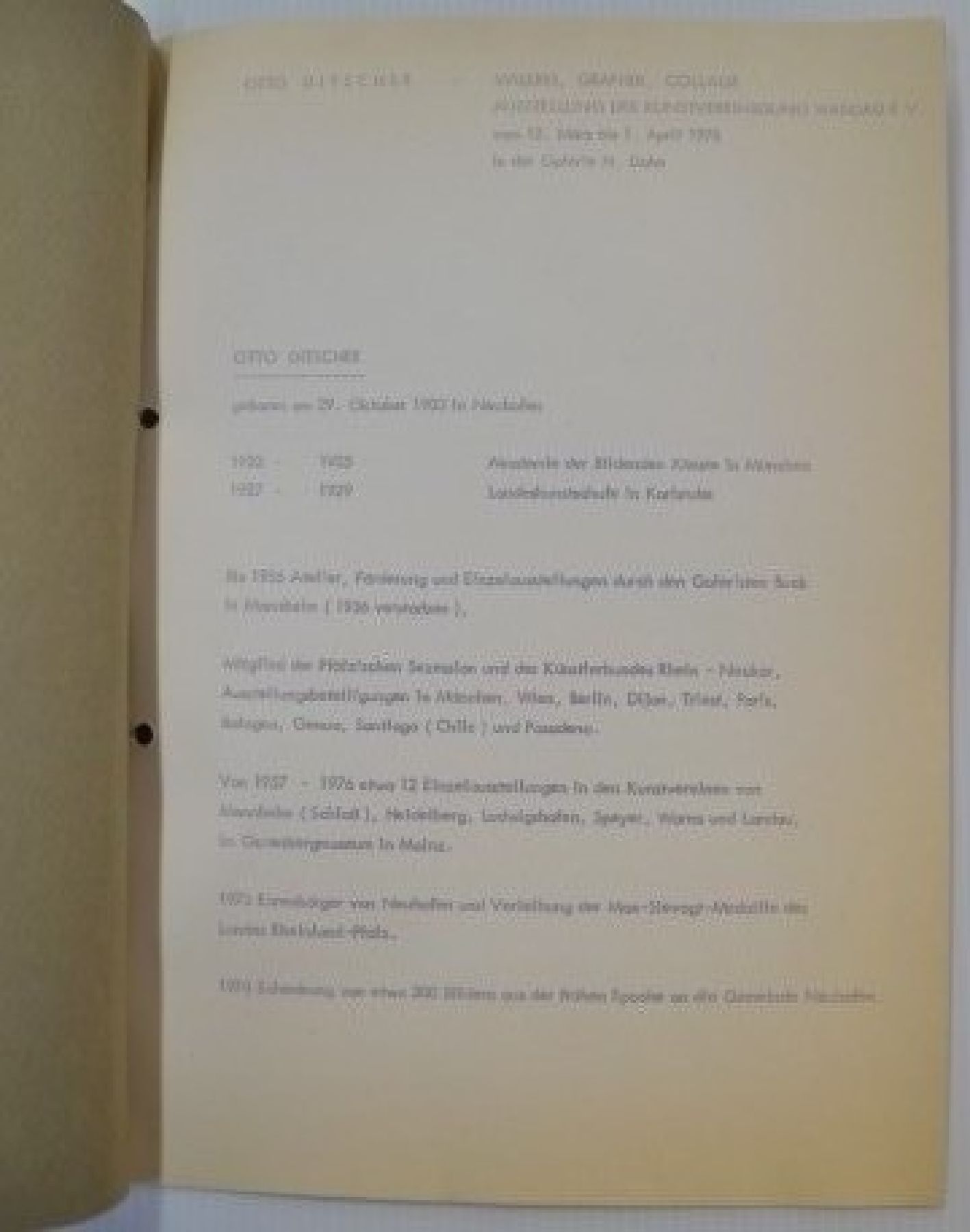 Detail g: Otto Ditscher, 1903 Neuhofen - 1987 ebenda, privater Malunterricht bei Heinrich Schifferdecker und Willi Weber, Studium an der Akademie München u. ...