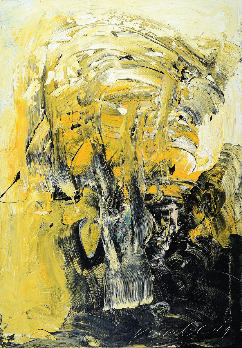 Beat Rosenberg, geb. 1954 Aargau/Schweiz, tätig u.a. an der Algarve, hier: Dynamik des Gelb, Öl/Lwd, rechts unten signiert, ca. 100x 70cm, R. ca. ...