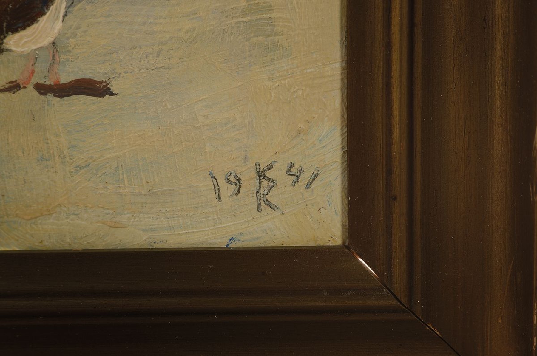 Detail a: Monogrammist KK, datiert 1941, Pferde am Strand, Öl/Lwd, monogrammiert, ca. 50 x 51 cm Rahmen