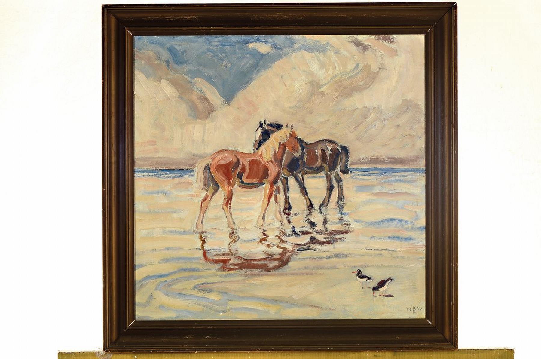 Detail k: Monogrammist KK, datiert 1941, Pferde am Strand, Öl/Lwd, monogrammiert, ca. 50 x 51 cm Rahmen