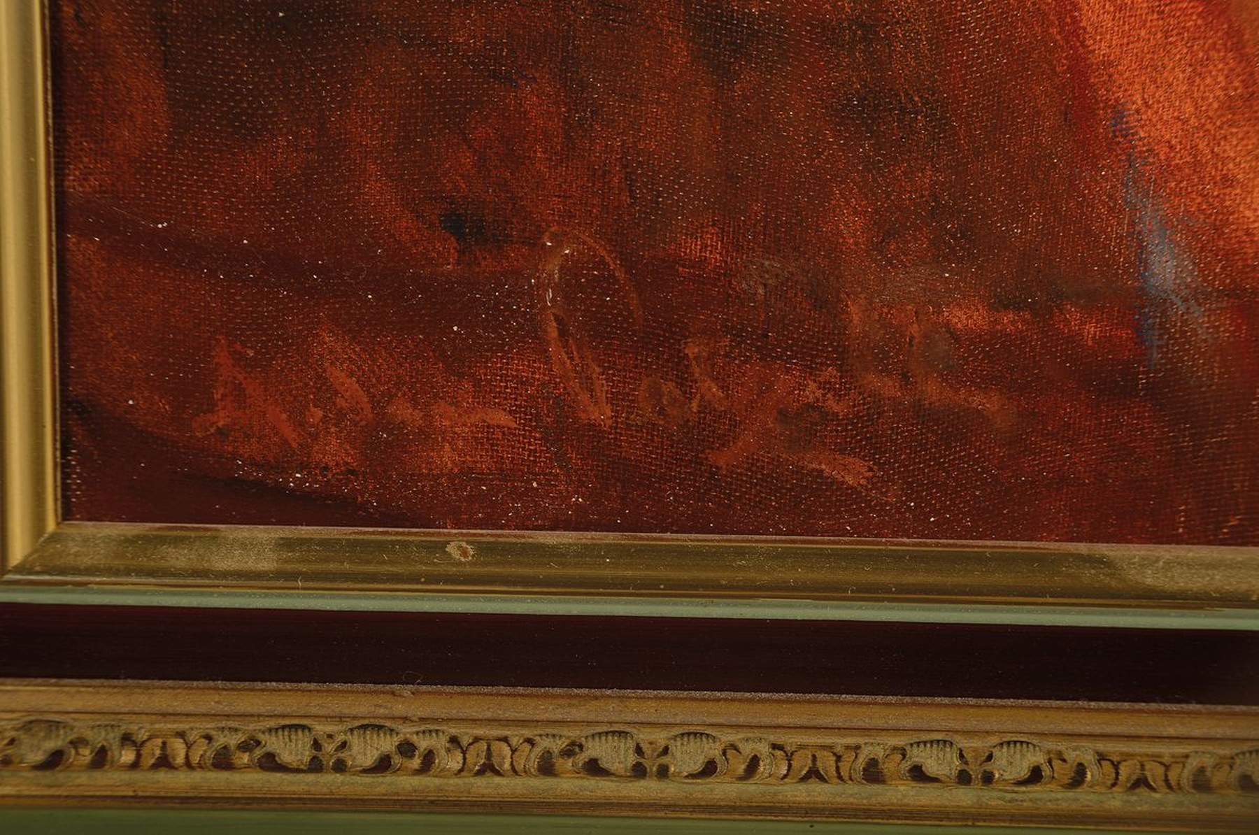 Detail a: Ungedeuteter Künstler des 20.Jh., impressiv-malerisches Blumenstillleben, Öl/Lwd, signiert A von P..., 70 x 100 cm, Rahmen