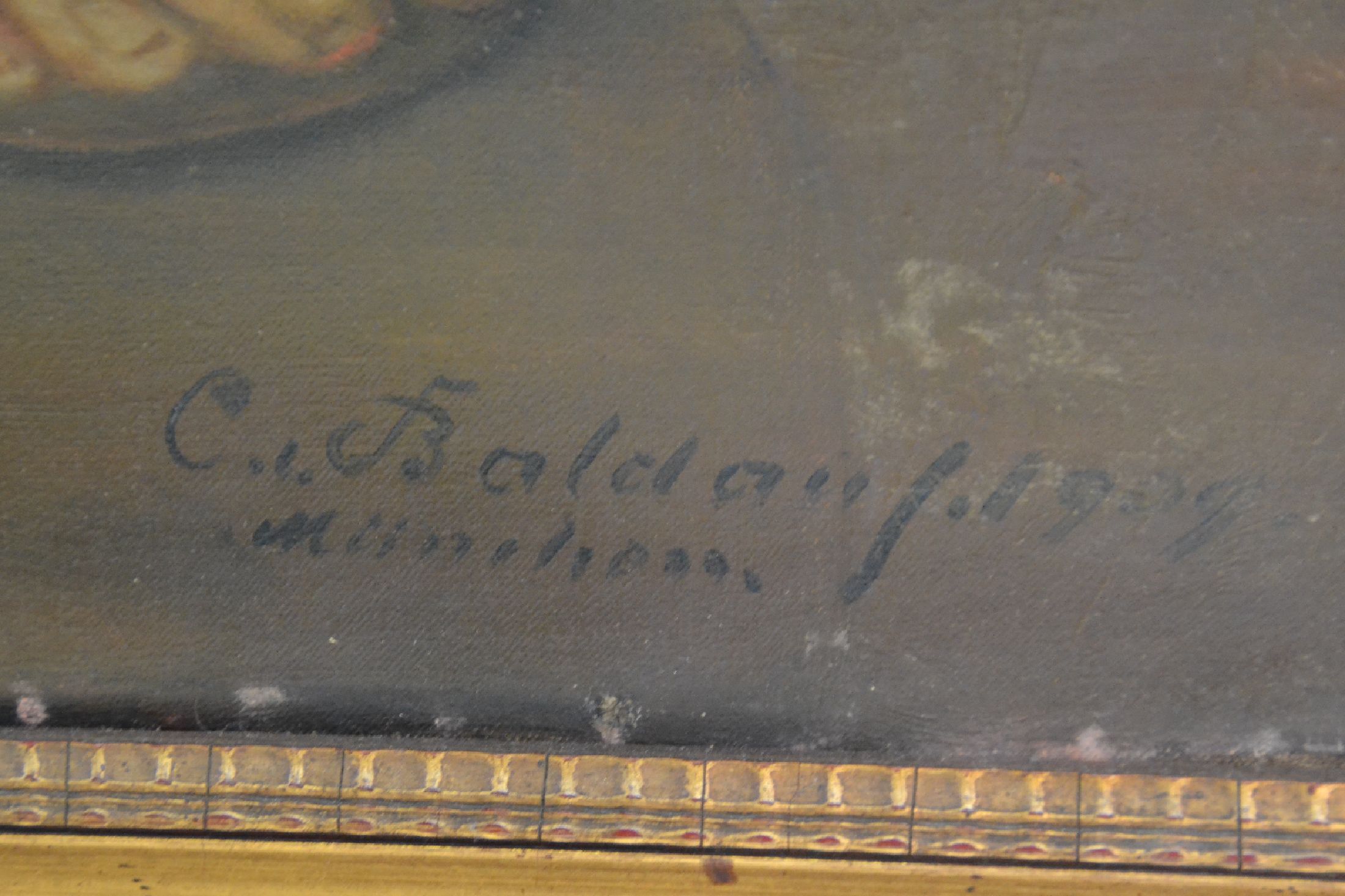 Detail f: Kopie nach Tizian,(Tiziano Vercellio), 2. Hälfte 19. Jh., nach Maria mit Kind in einer Abendlandschaft von 1560, Öl/Lwd, bezeichnet,106 x 129 cm, ...