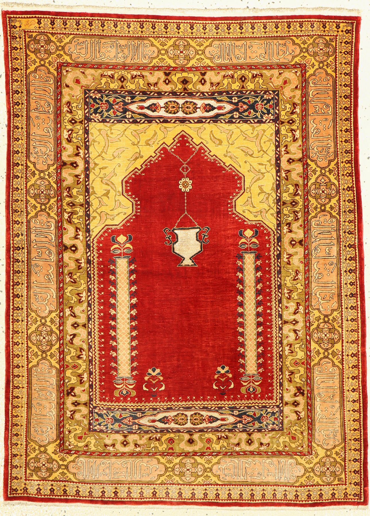 Hereke Seide fein, signiert, Türkei, um 1960, reine Naturseide(Metallbroschiert), ca. 111 x 82 cm, ca. 1 Mio Kn/qm, EHZ: 2