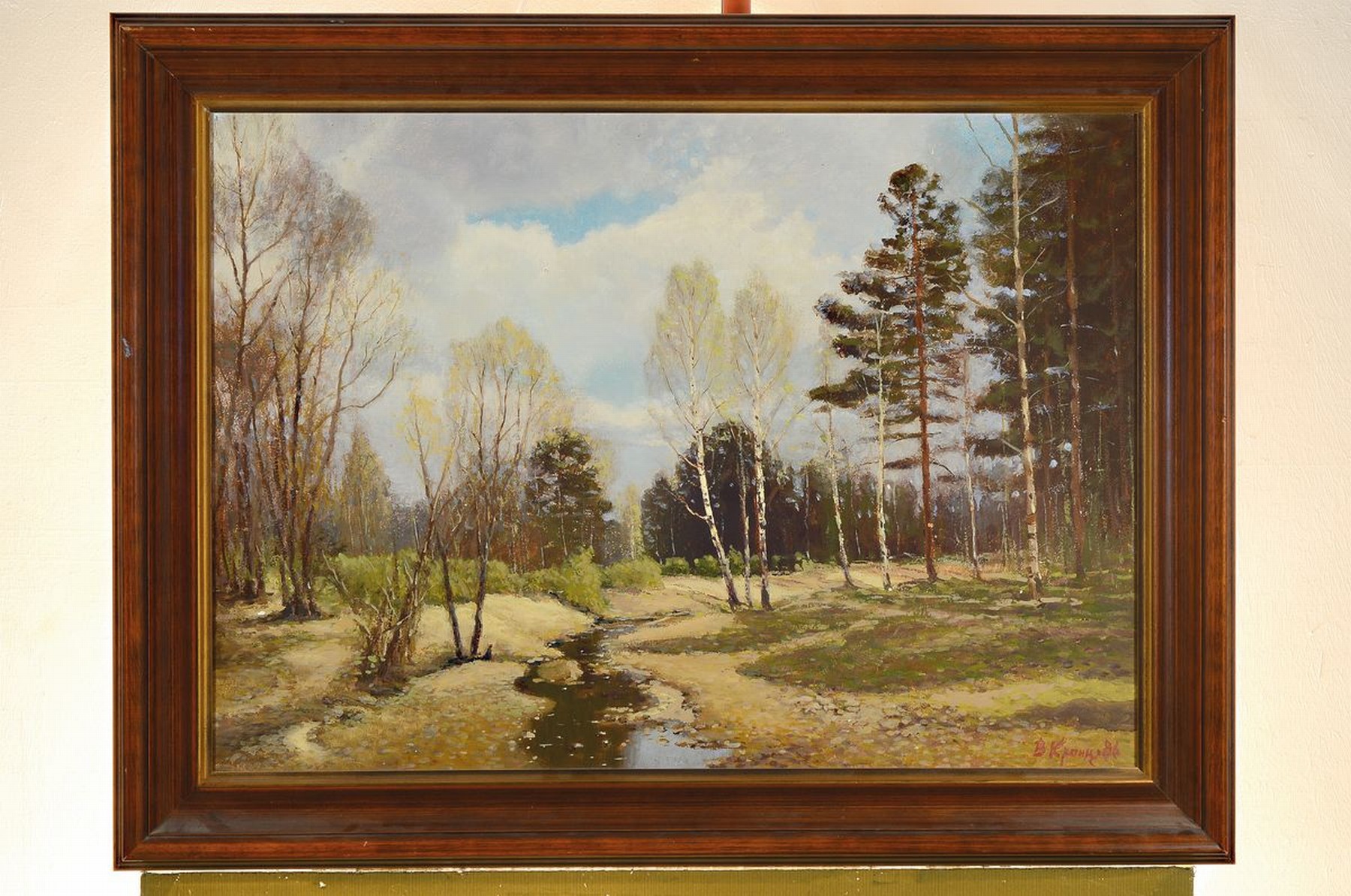 Detail k: Vladimir Pavlovich Kranz, 1913 Moskau- 2003 St. Petersburg, Waldlichtung mit Fluss, Öl/Lwd, rechts unten signiert und datiert (19)86, rückseitig ...