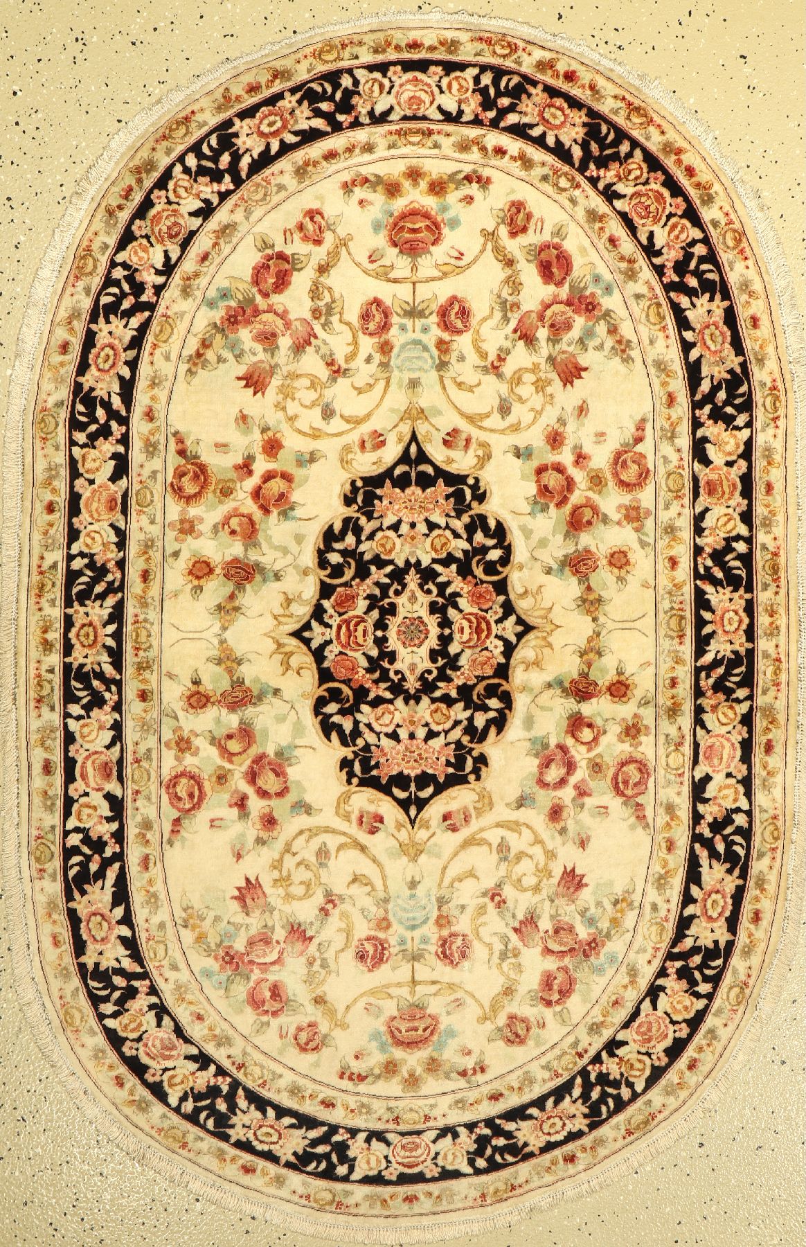 Ghom Seide fein, Persien, ca. 50 Jahre, reine Naturseide, ca. 150 x 100 cm, ca. 1.0 Mio. Kn/qm, EHZ: 2