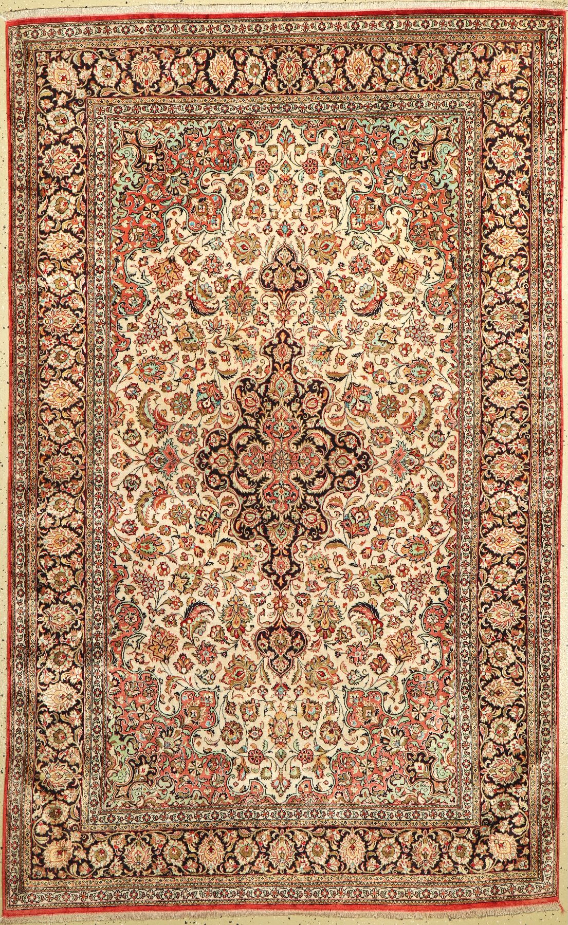 Ghom Seide fein, Persien, um 1960, reine Naturseide, ca. 214 x 132 cm, EHZ: 2
