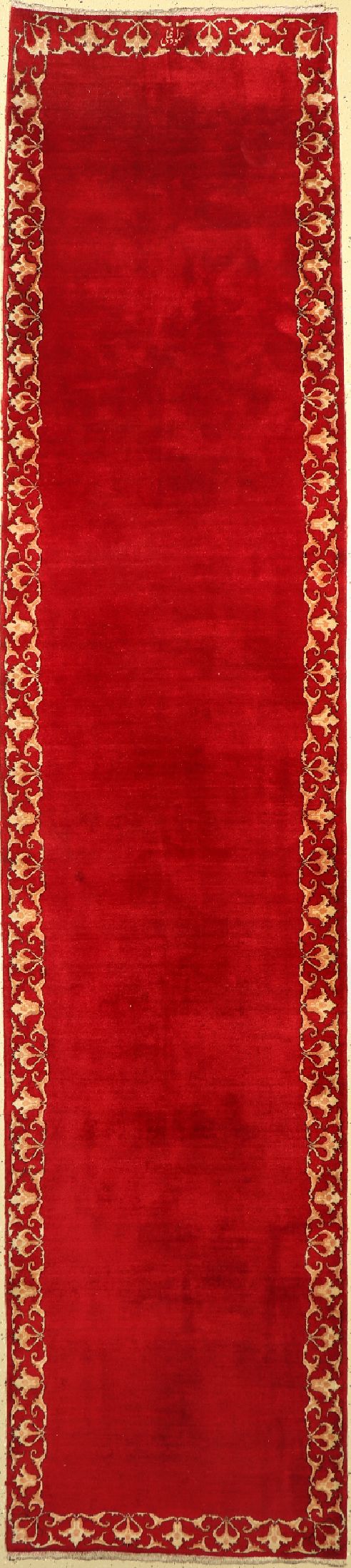 Mesched fein, signiert, (Amoghli), Persien,um 1950, Wolle auf Baumwolle, ca. 455 x 100 cm, EHZ: 2-3