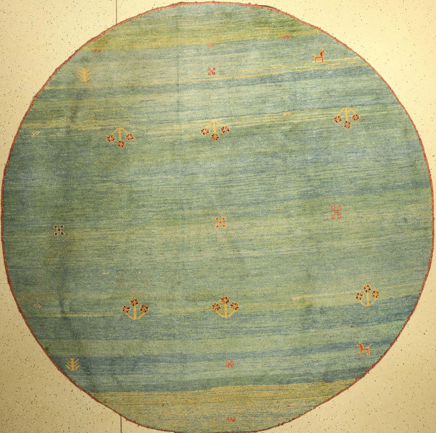 Gabbeh rund, Persien, ca. 40 Jahre, Wolle auf Wolle, ca. 281 cm, EHZ: 2, (Paar kleine Flecken)