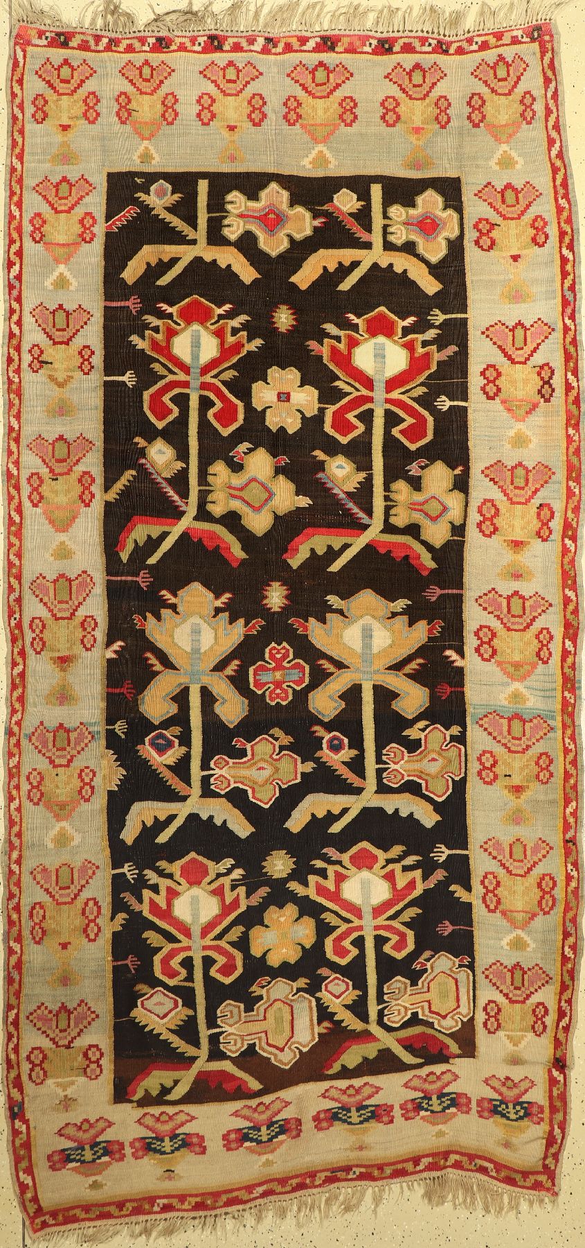 Antiker Bessarabien Kelim, Balkan, um 1900,Wolle auf Wolle, ca. 323 x 160 cm, EHZ: 3