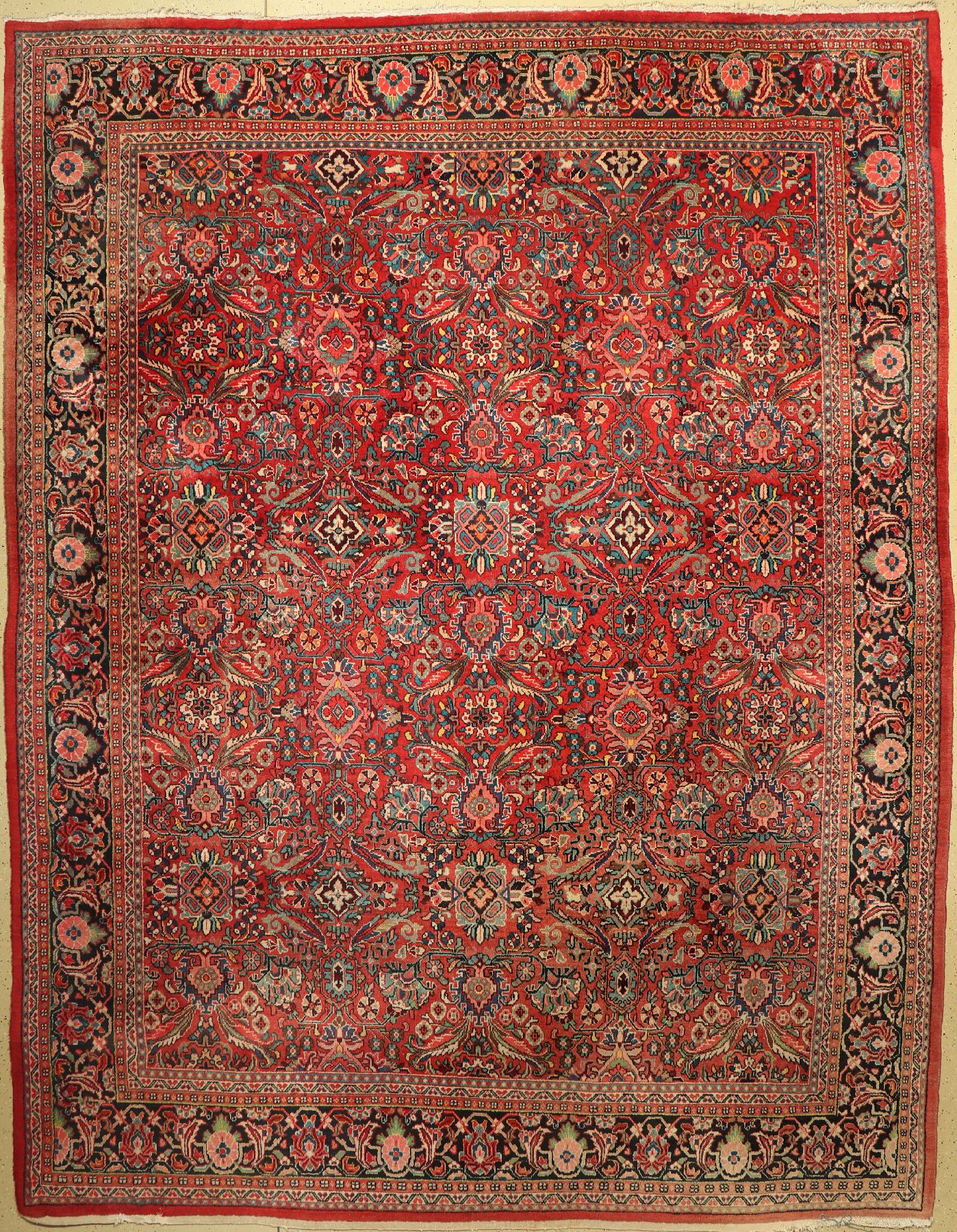 Mahal, Persien, um 1940, Wolle auf Baumwolle, ca. 430 x 333 cm, EHZ: 3, (kleine Stelle geflickt, verblasst)
