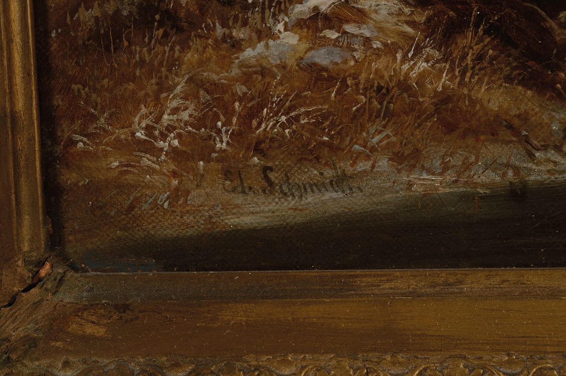 Detail a: Eduard Schmidt, 1806-1862 Berlin, Studium an der Akademie Berlin bei Carl Blechen und Ludwig Doells, hier: Wintermorgen in den Bairischen Alpen ...